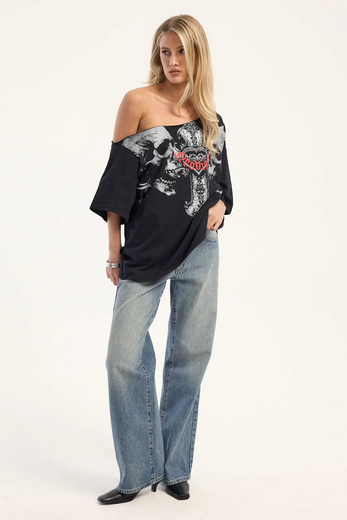 Neovision Reckoning Off Shoulder Relaxed Tee Black - Image 2