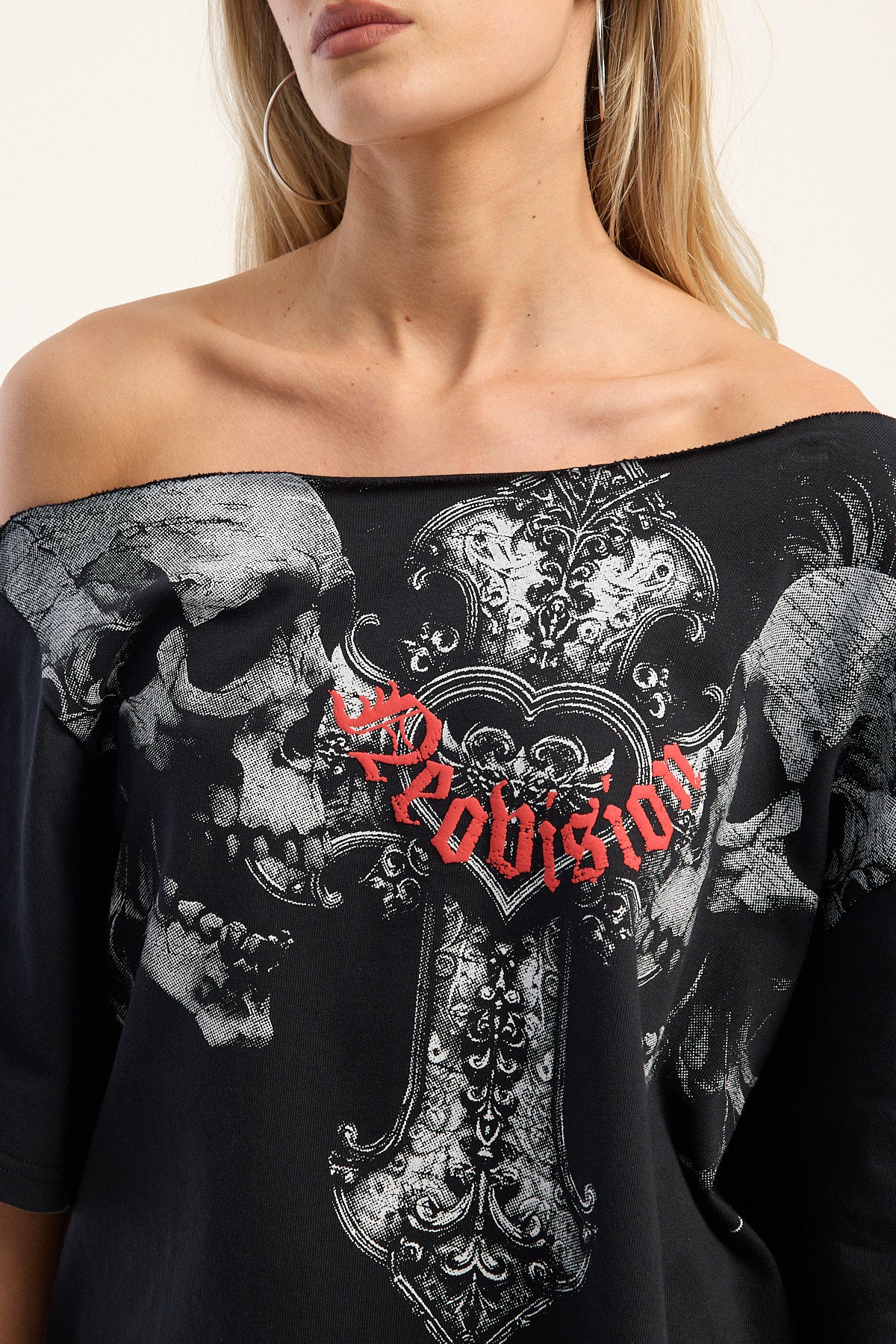 Neovision Reckoning Off Shoulder Relaxed Tee Black - Image 3