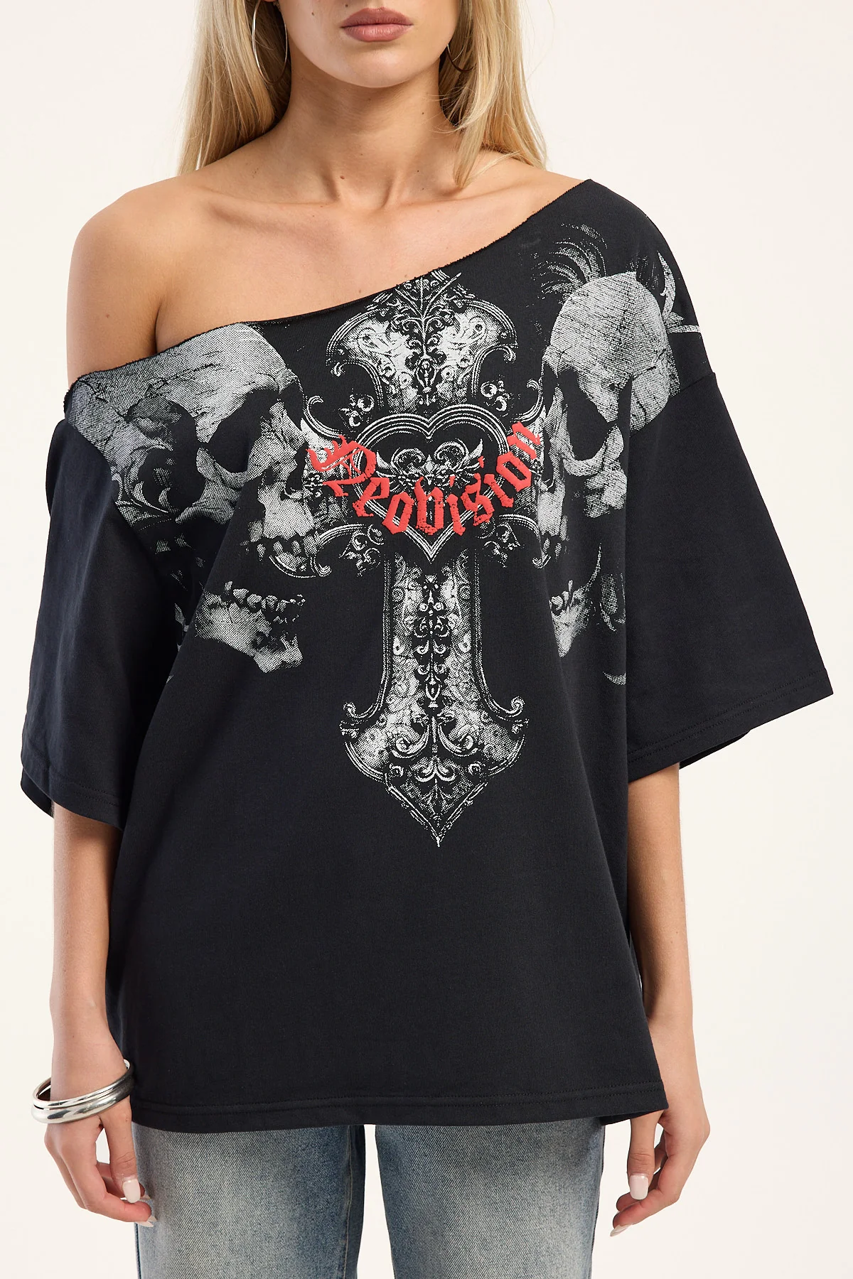 Neovision Reckoning Off Shoulder Relaxed Tee Black - Image 6