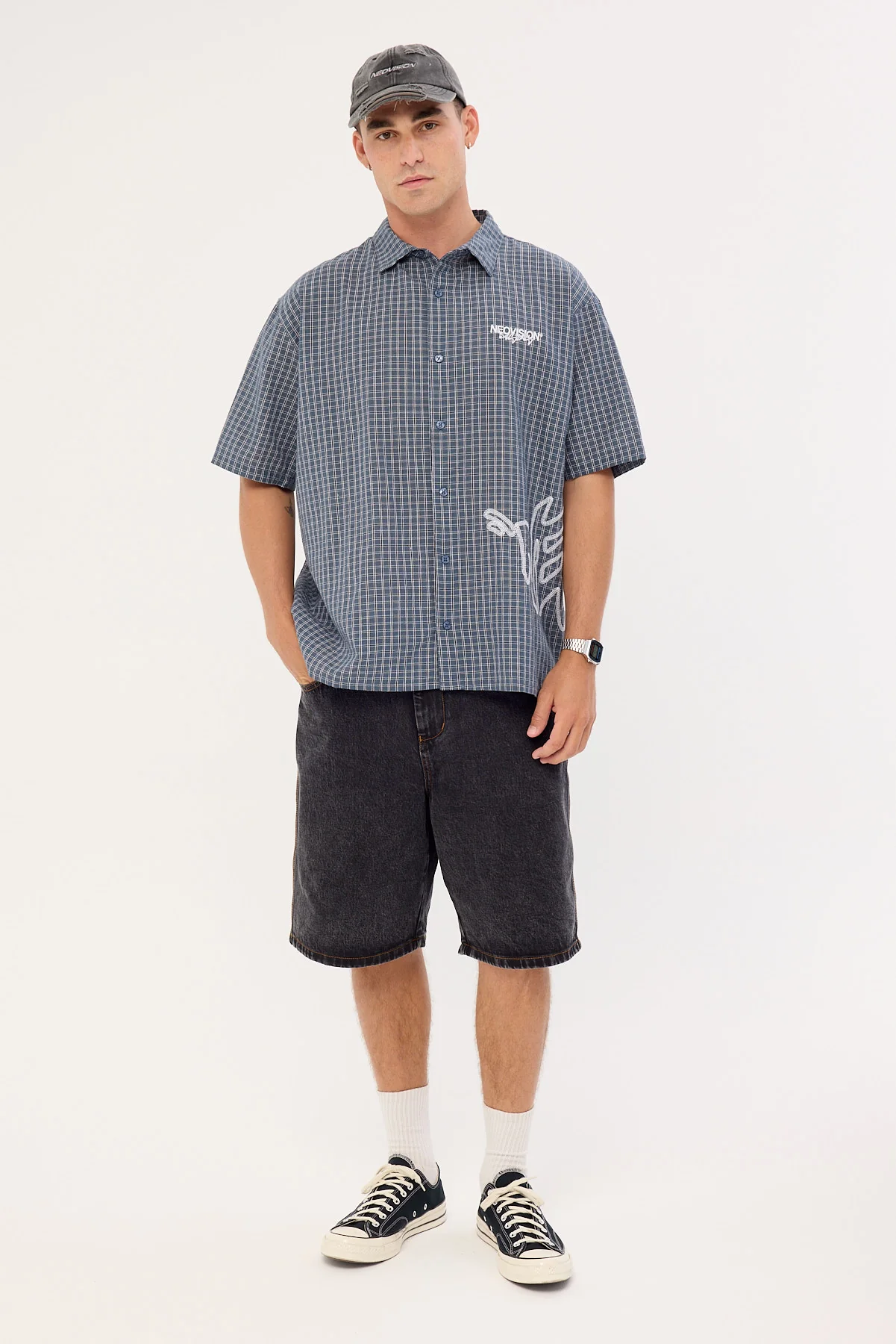 Neovision Reflekt Check Oversize Shirt Dark Teal Check - Image 3