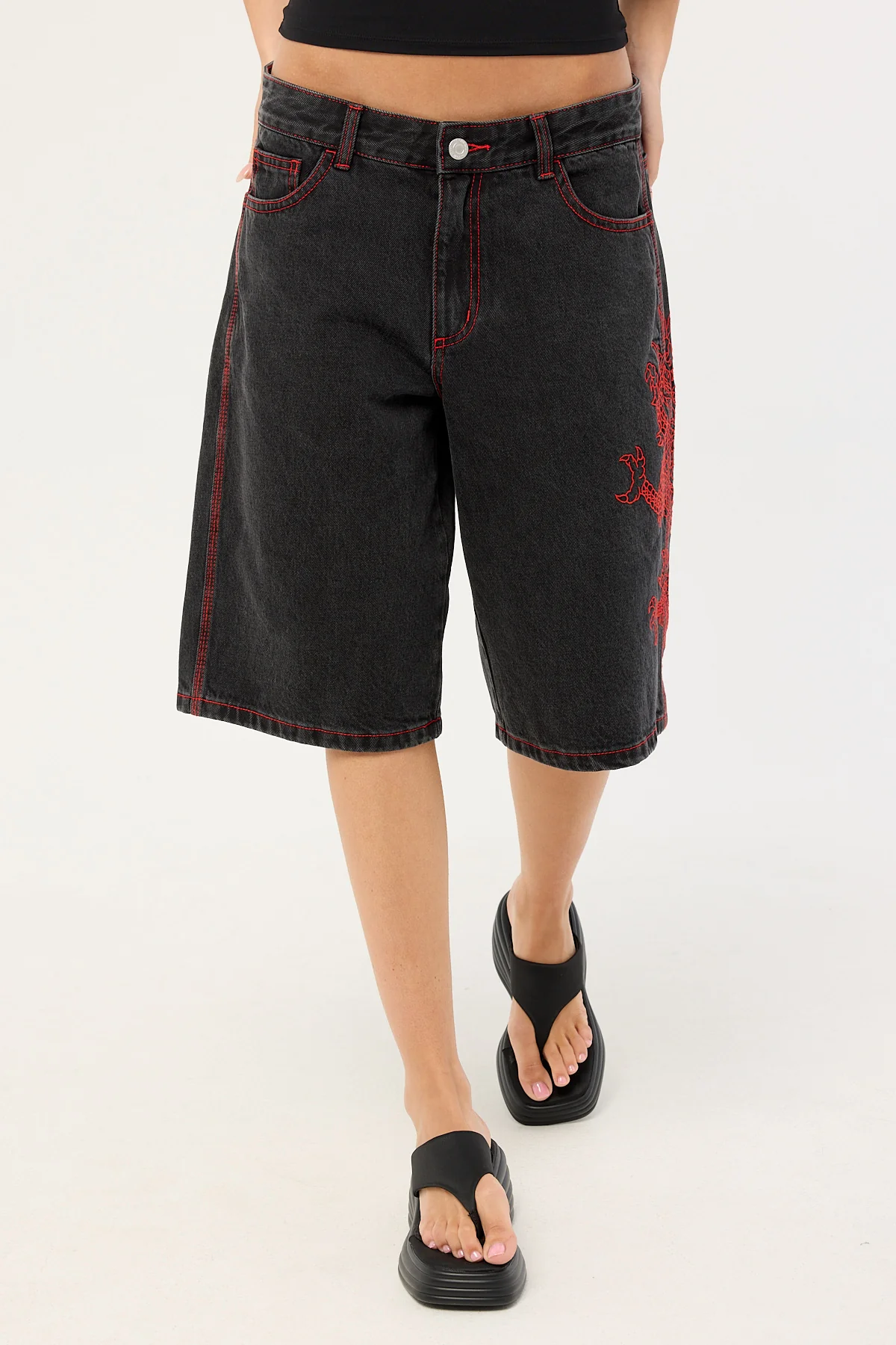 Neovision Rux Wide Leg Jort Washed Black - Image 2