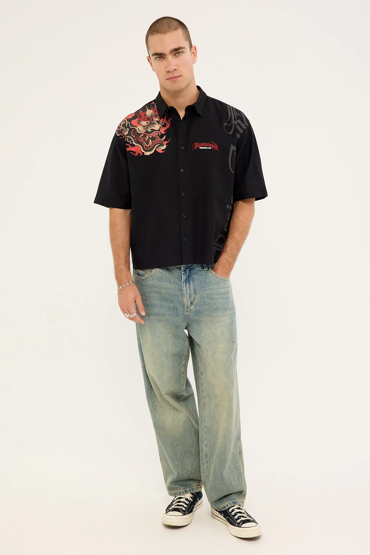 Neovision Savage Oversize Cropped Shirt Black - Image 3
