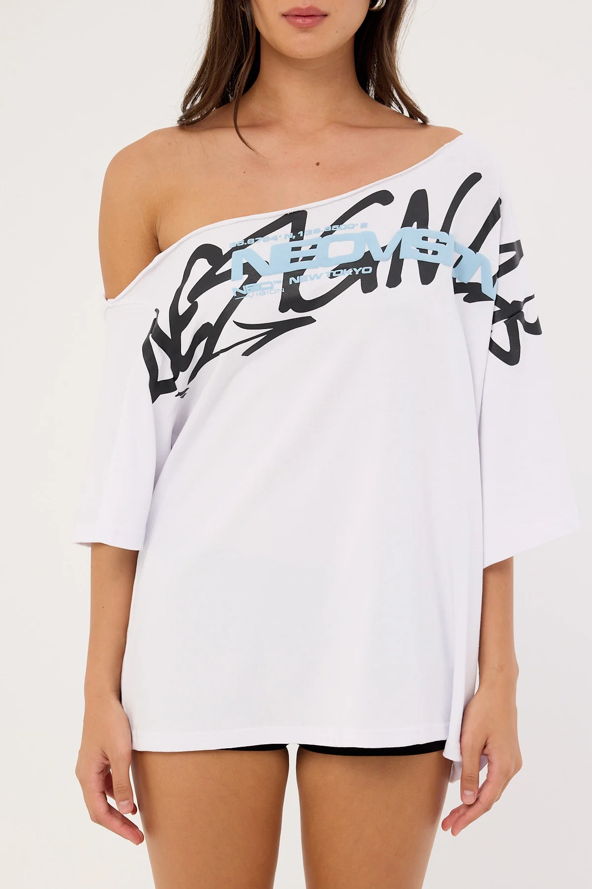 Neovision Shard Off Shoulder Relaxed Tee White - Image 6