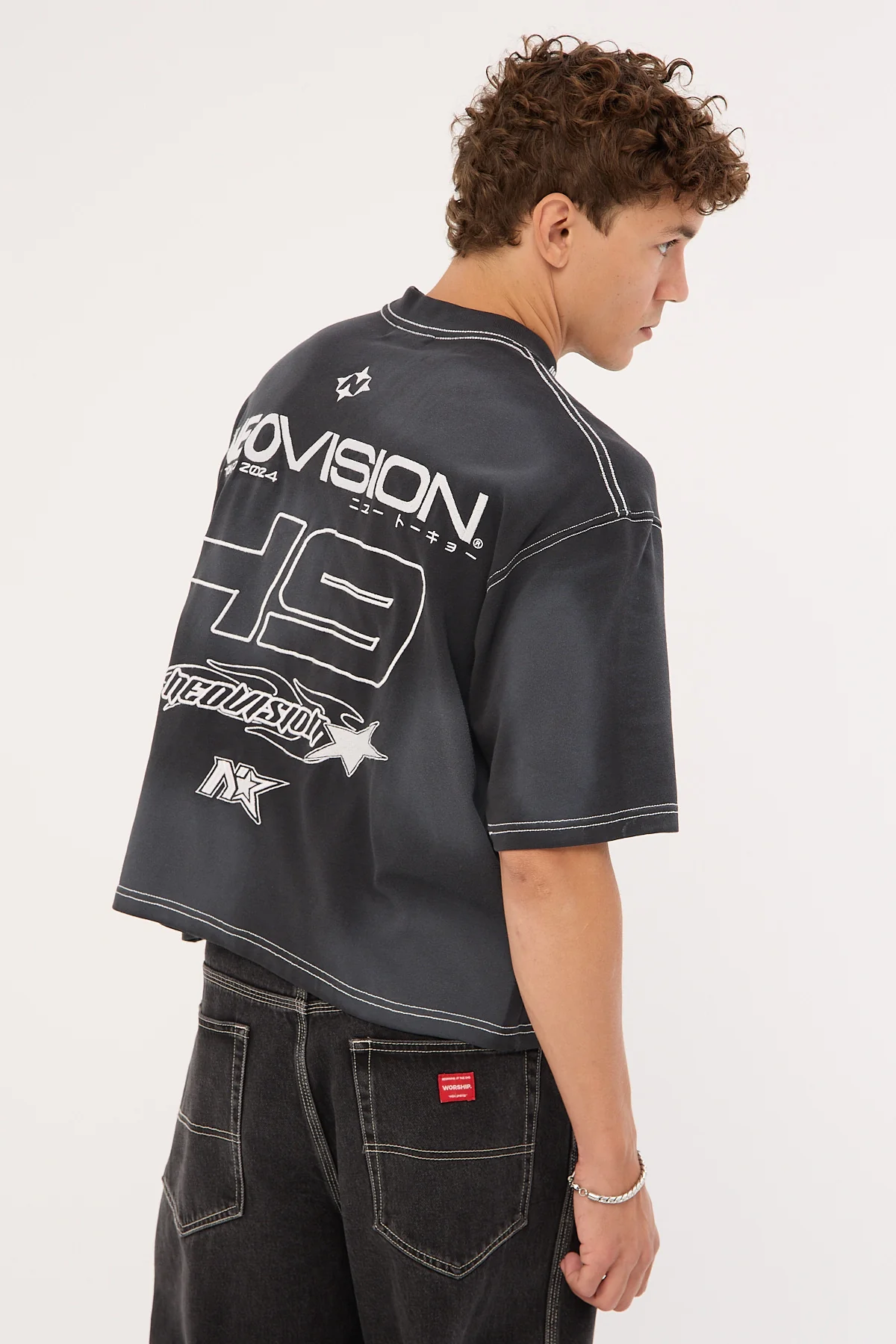 Neovision Surge Oversized Cropped Super Heavy Tee Sunfade Acid Grey - Image 2