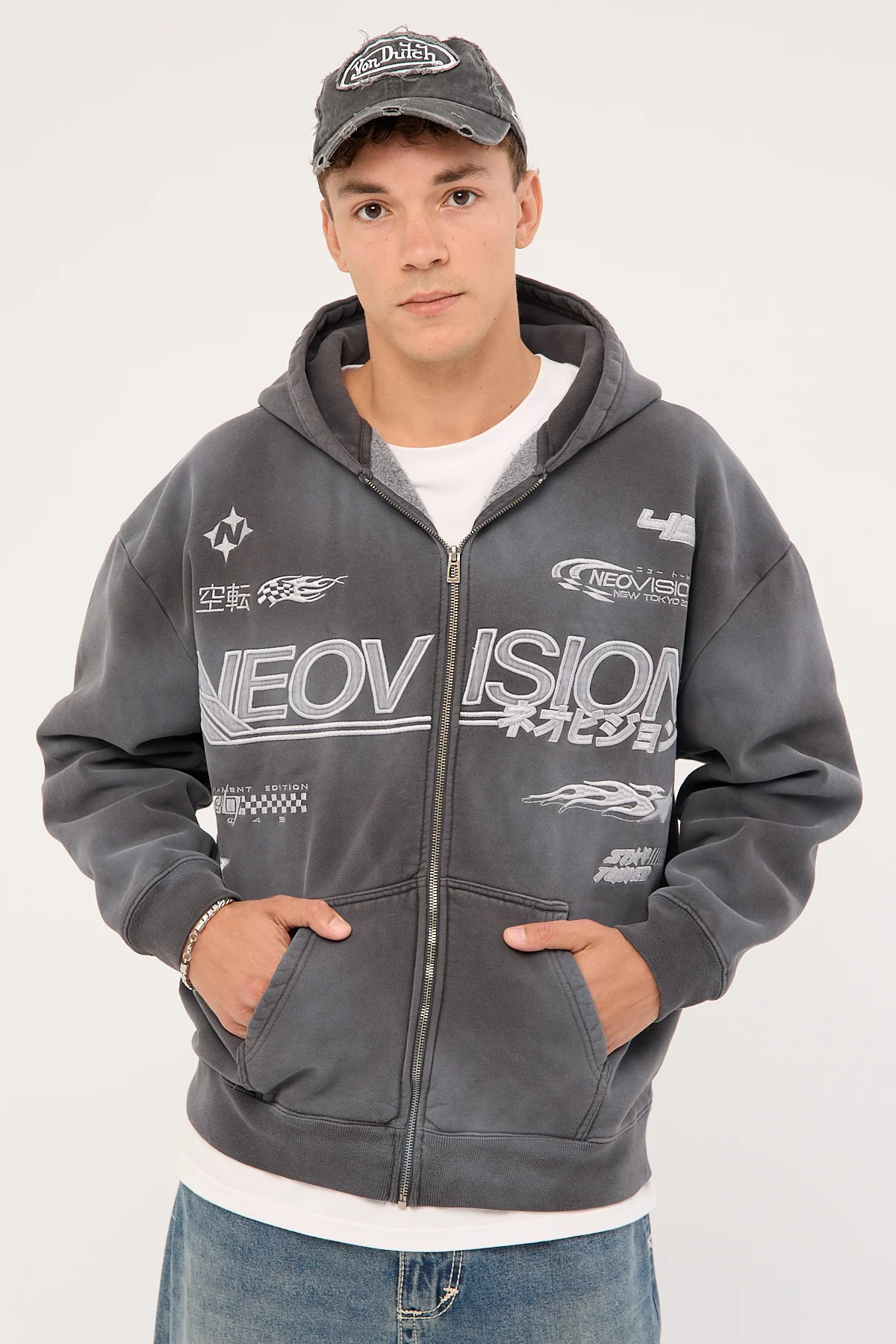 Neovision Surge Zip Through Street Hoodie Sunfade Black - Image 4