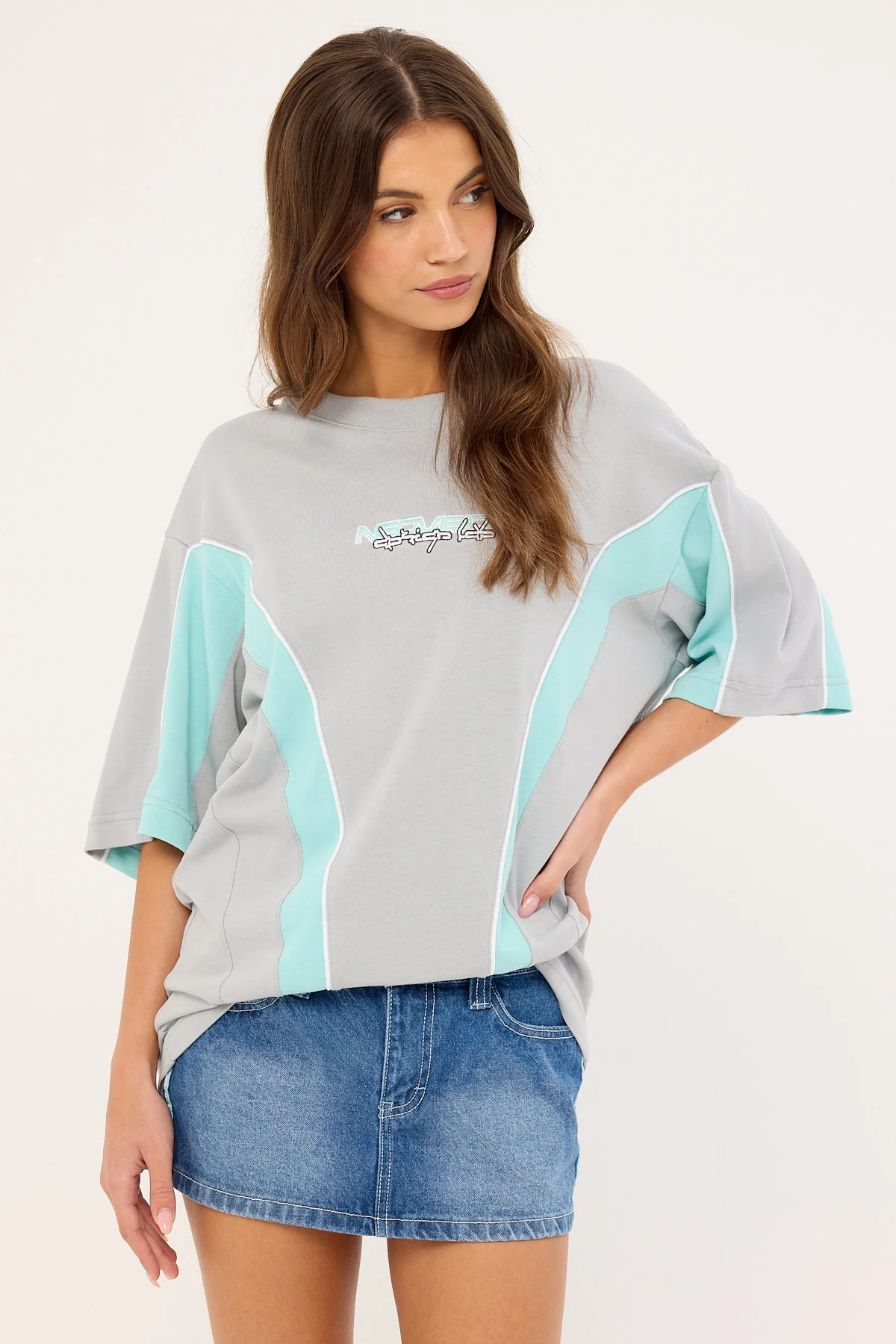 Neovision Synchronize Oversize Super Heavy Tee Ice Grey/Aqua - Image 8