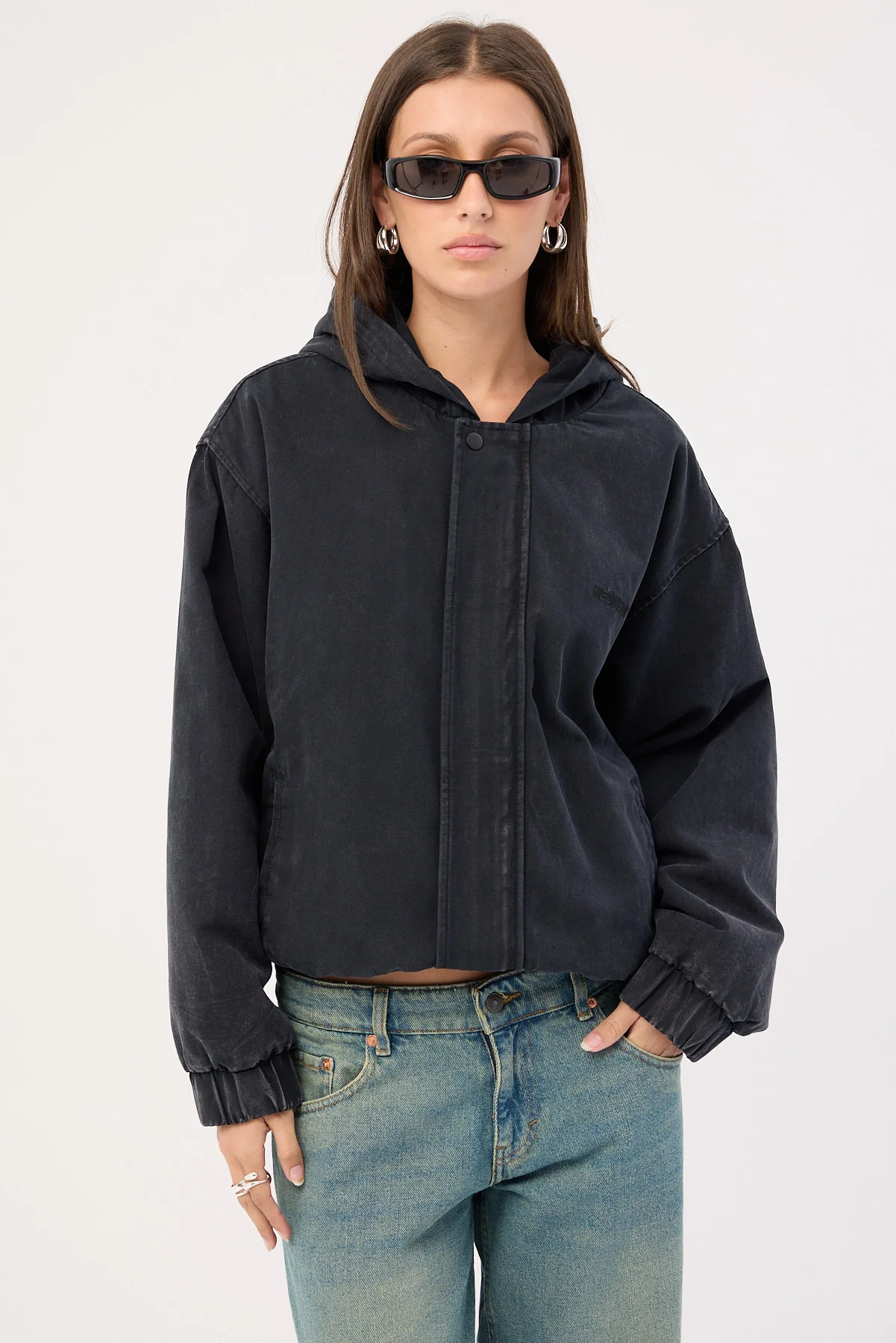 Neovision Unknown Hooded Bomber Jacket Washed Black - Image 6