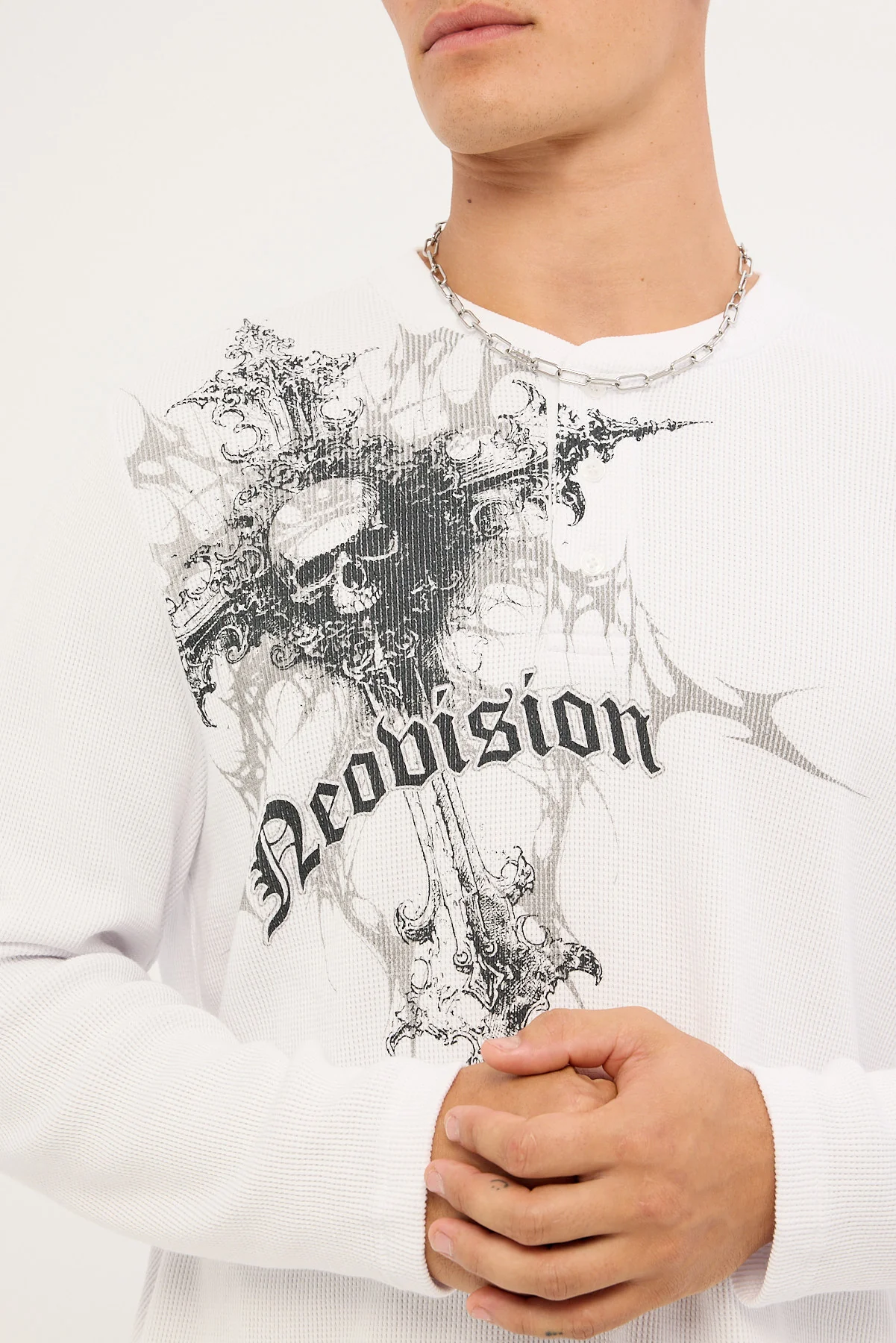 Neovision Voidcore Henley Long Sleeve Tee White - Image 3