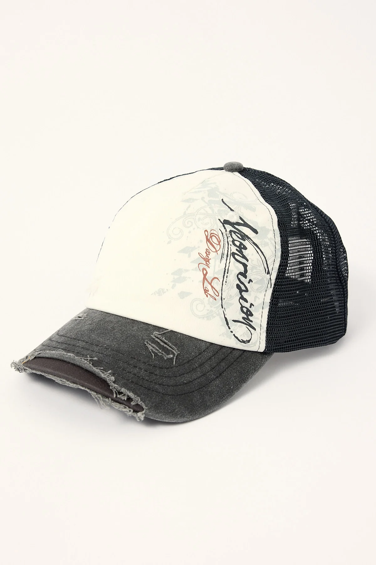 Neovision Wreckage Distressed Trucker Cap Washed Black/White - Image 3