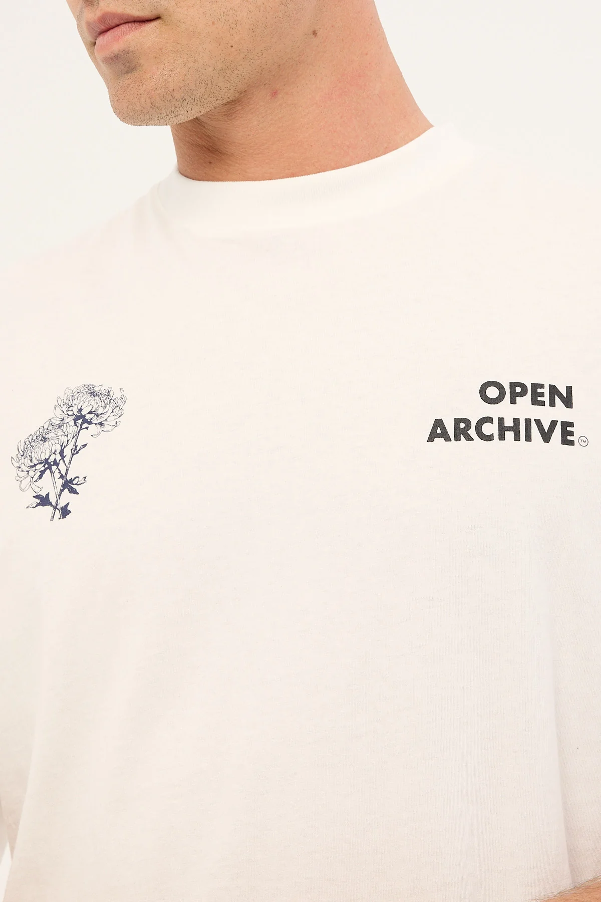 Open Archive Flora Organic Boxy Tee Off White - Image 4