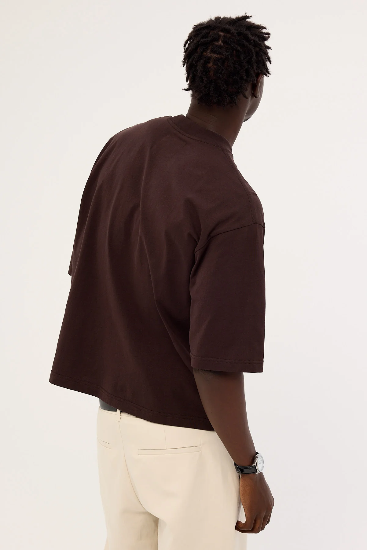 Open Archive Organic Cropped Street Tee Coffee Brown - Image 4