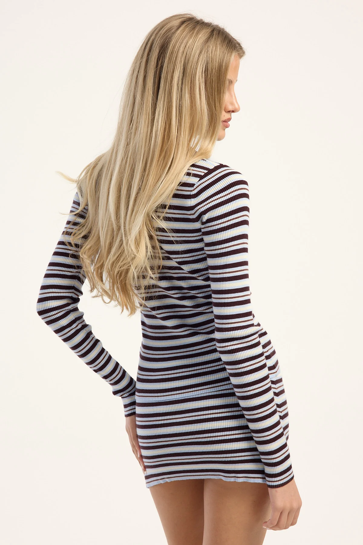Perfect Stranger Bettina Knit Mid Rise Skort Brown Stripe - Image 6
