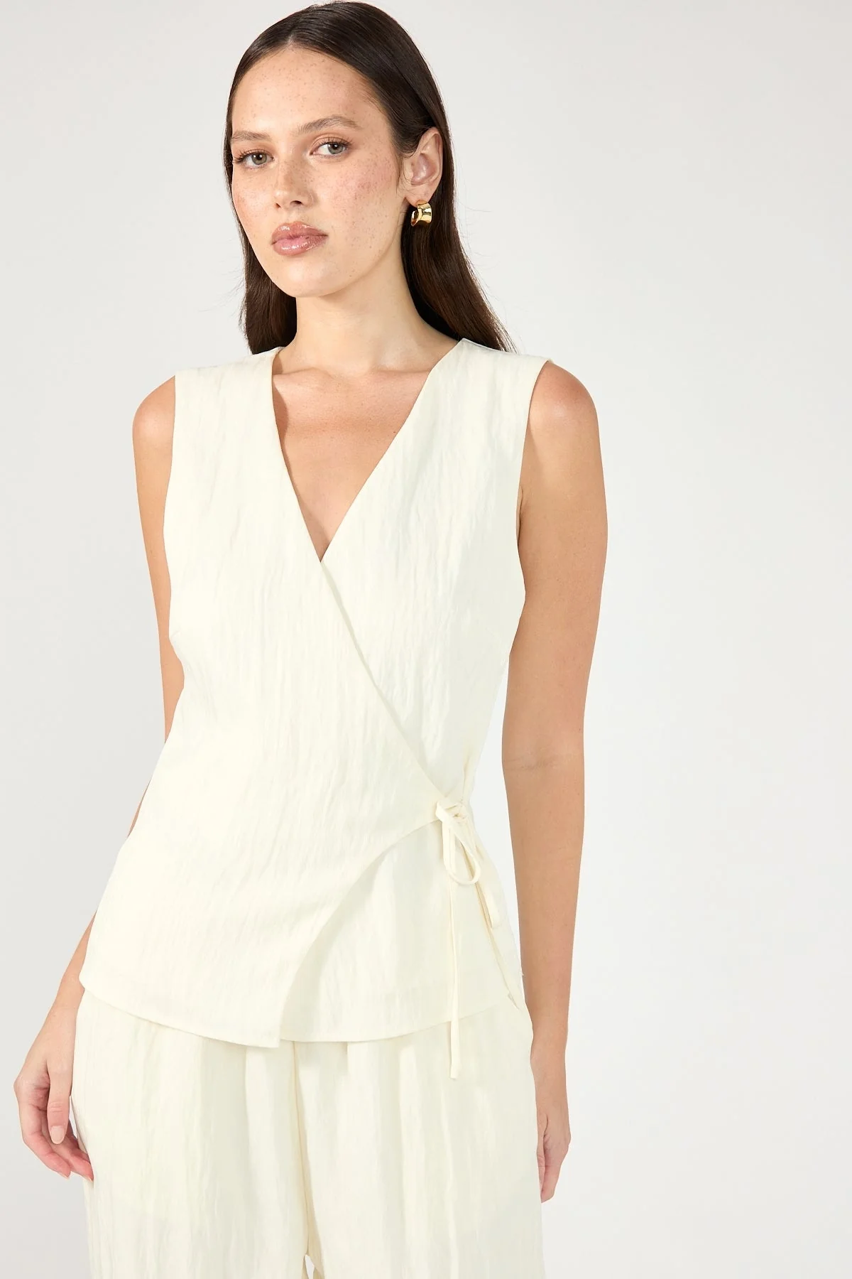 Perfect Stranger Bronte Wrap Front Top Cream - Image 2