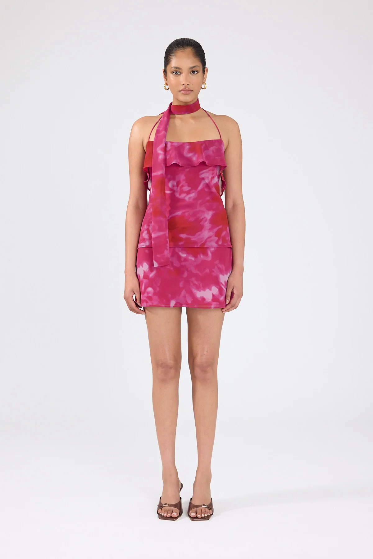 Perfect Stranger Cerise Scarf Top Pink Print