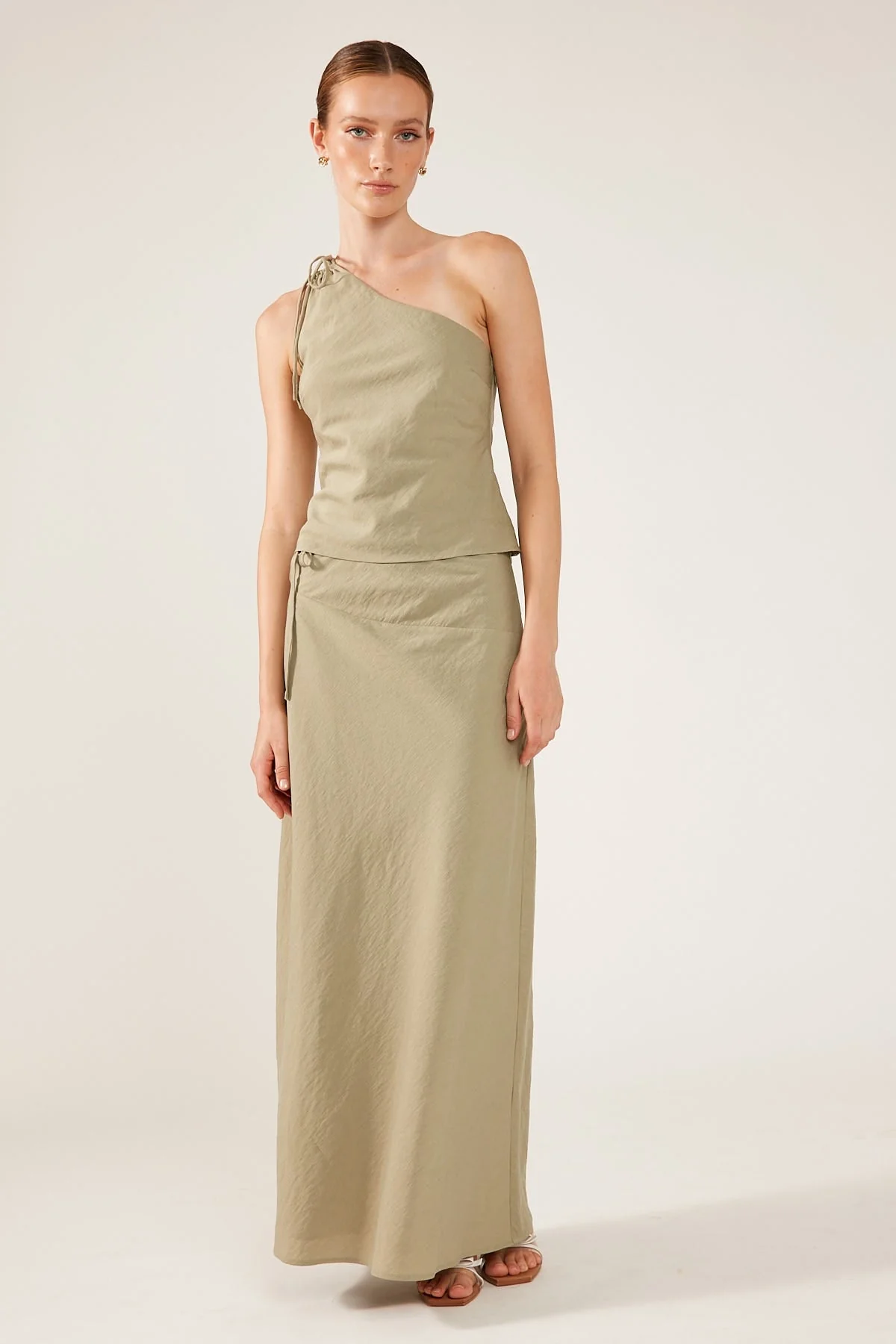 Perfect Stranger Costa Tie Up Maxi Skirt Khaki Green - Image 7