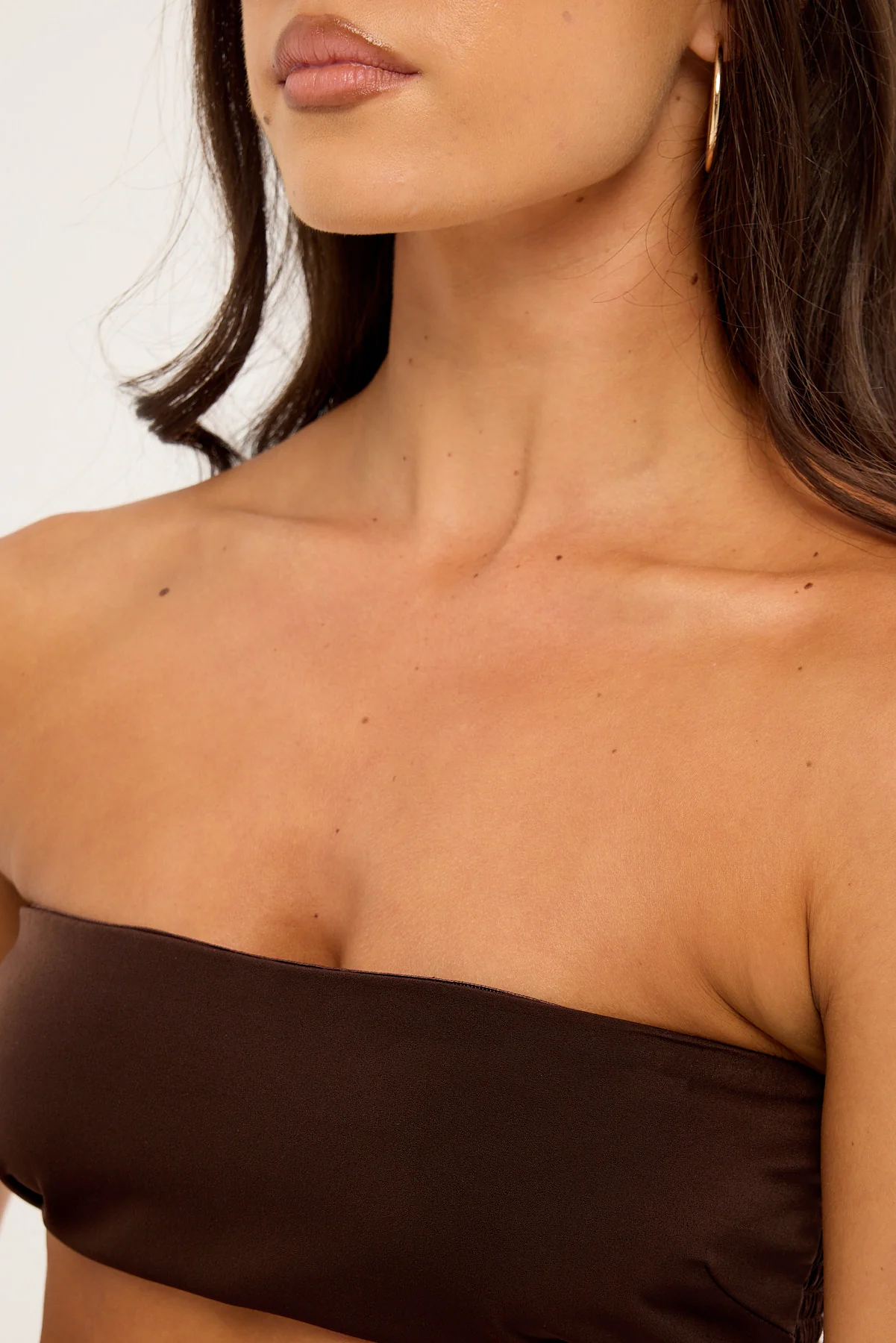 Perfect Stranger Ellie Satin Bandeau Bralette Chocolate - Image 3