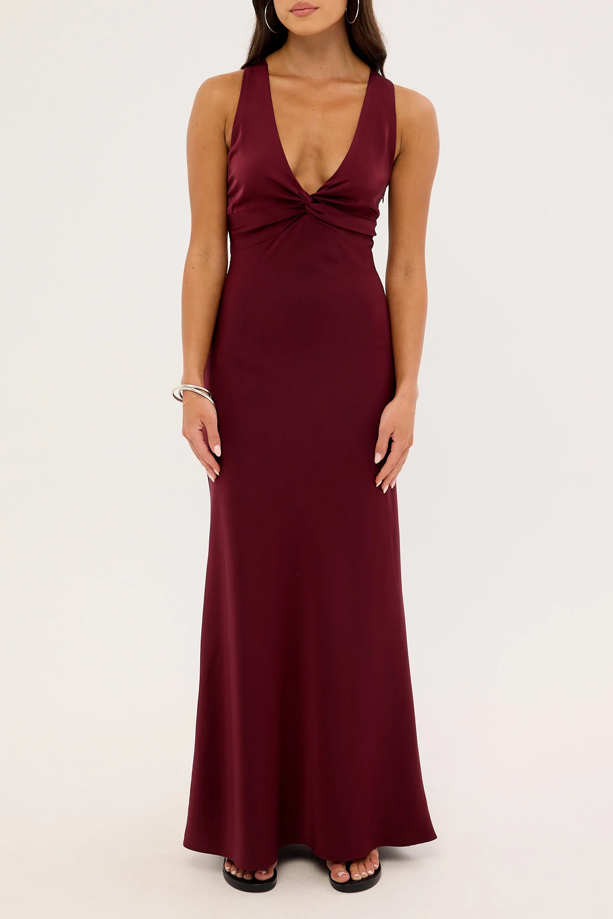Perfect Stranger Ellie Twist Front Maxi Dress Burgundy - Image 10