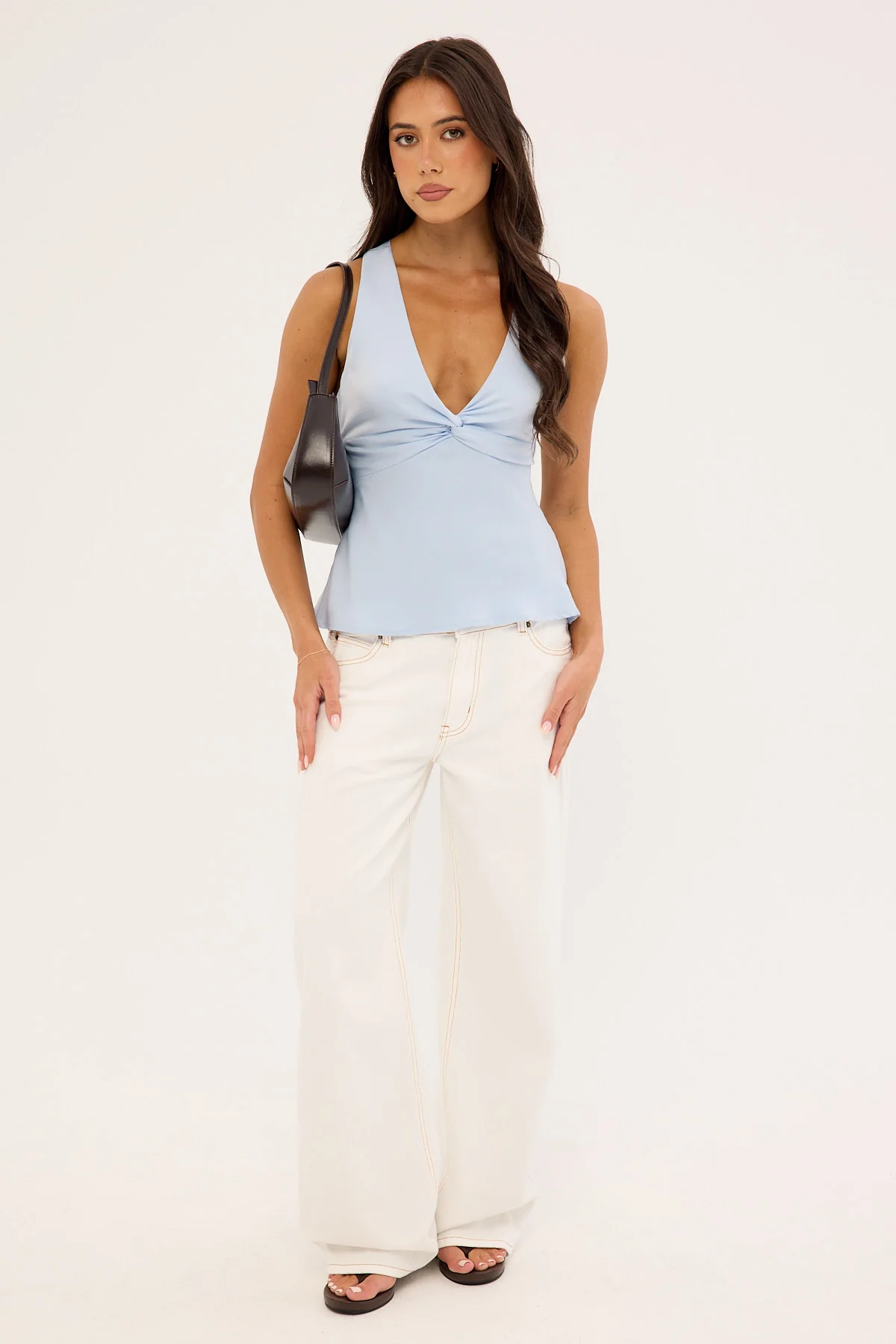 Perfect Stranger Ellie Twist Halter Top Light Blue - Image 2