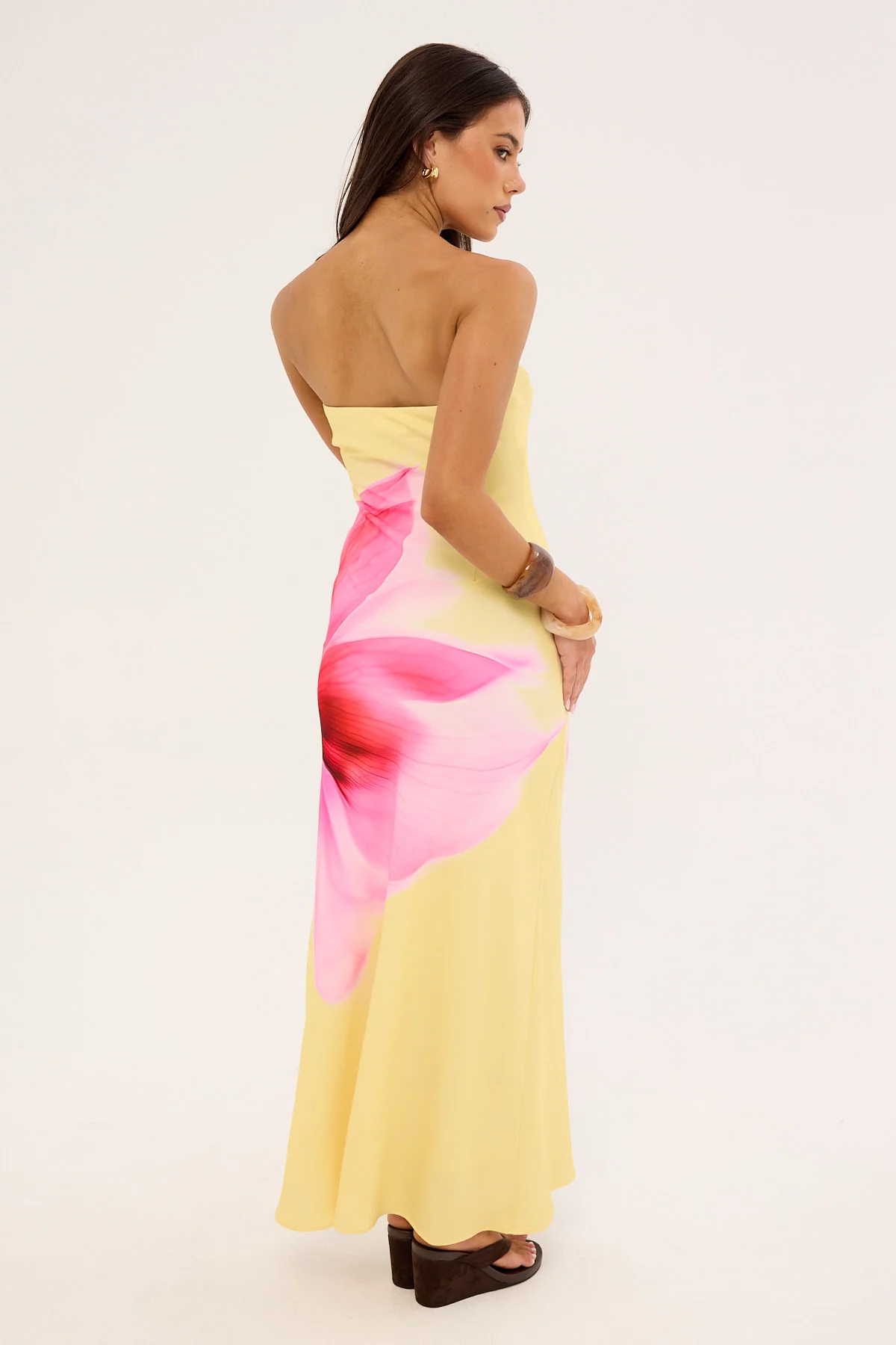 Perfect Stranger Enara Bloom Strapless Maxi Dress Lemon - Image 5