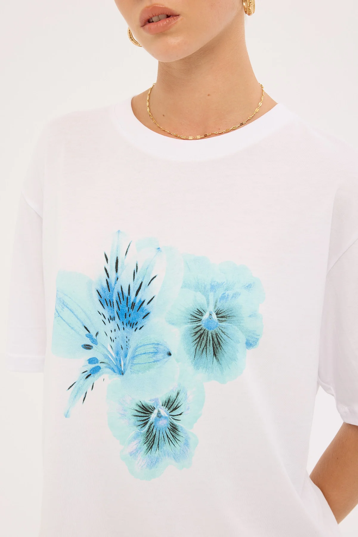 Perfect Stranger Floret Oversized Graphic Tee White - Image 4