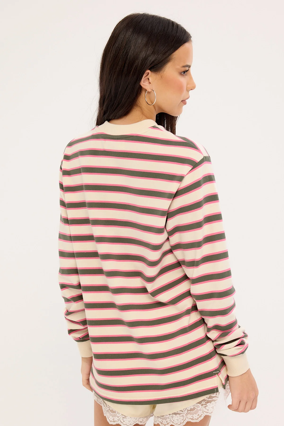 Perfect Stranger Francis Stripe V-Neck Rugby Pink/ Khaki Stripe - Image 5