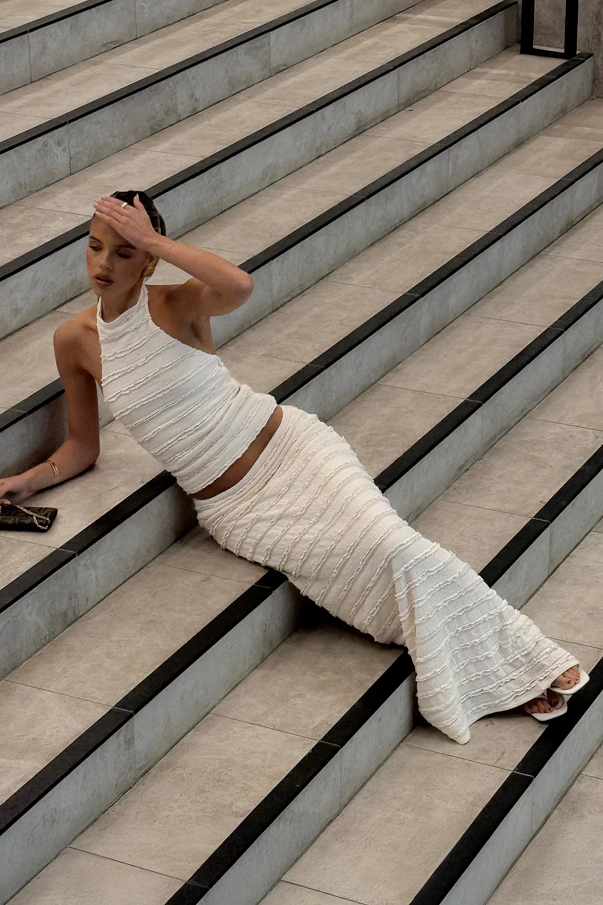 Perfect Stranger Frilly Astra Maxi Skirt Cream - Image 6