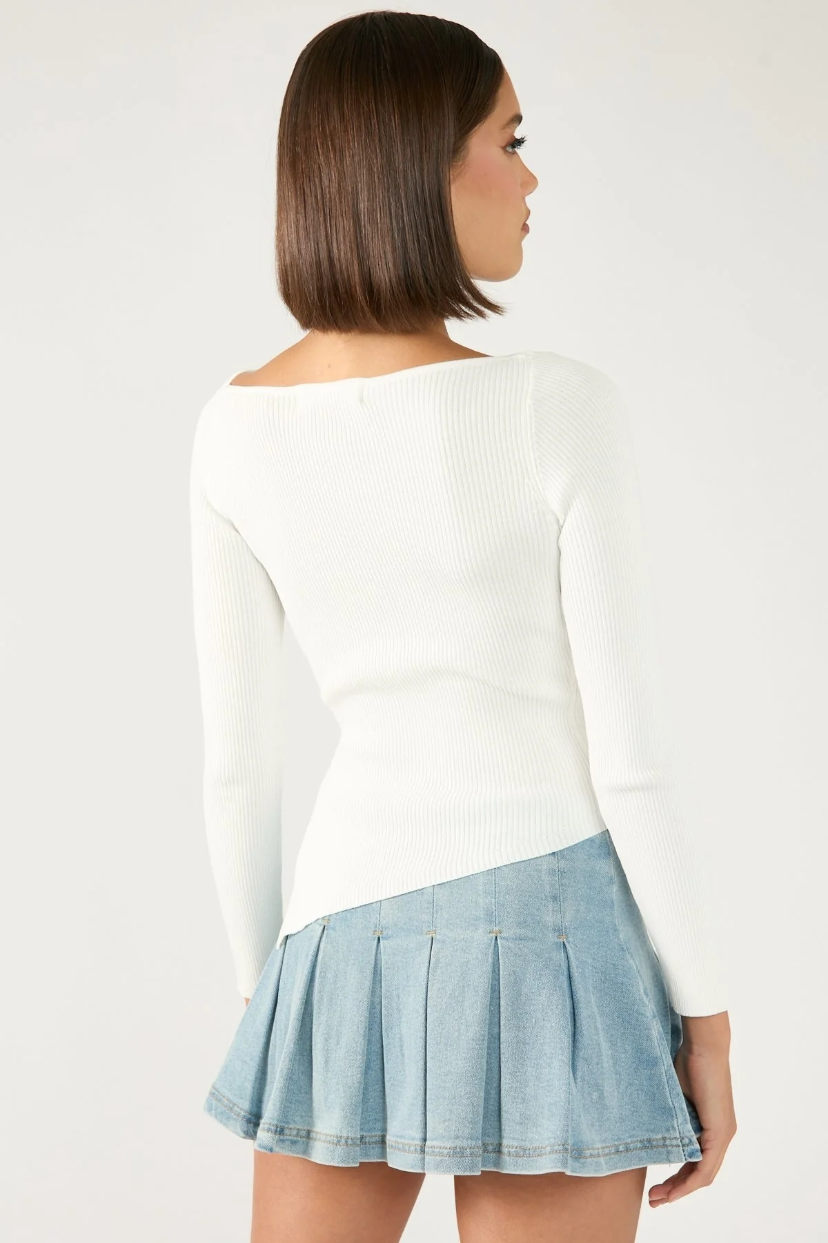 Perfect Stranger Georgie Pleated Denim Mini Skirt Light Blue Denim - Image 5
