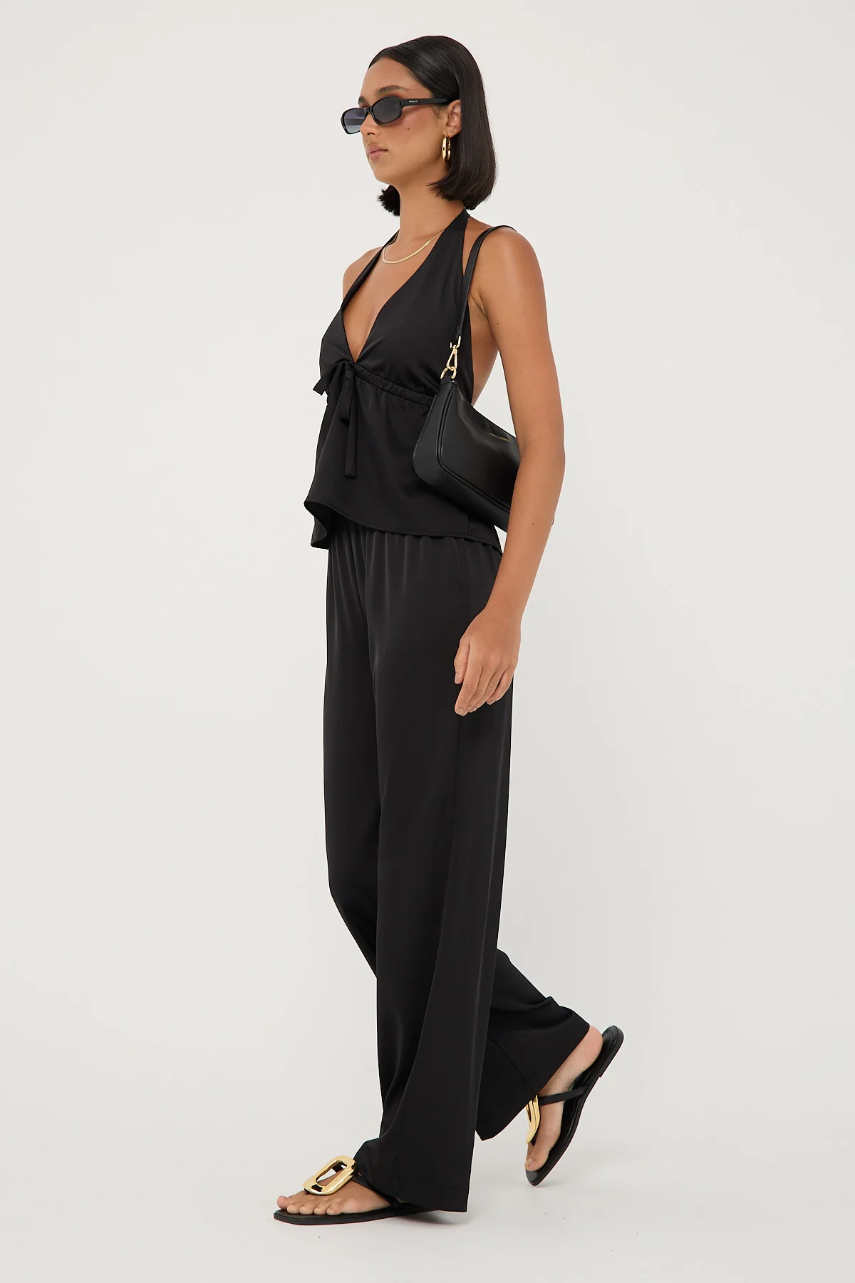 Perfect Stranger Glossy Elastic Waist Pant Black - Image 3