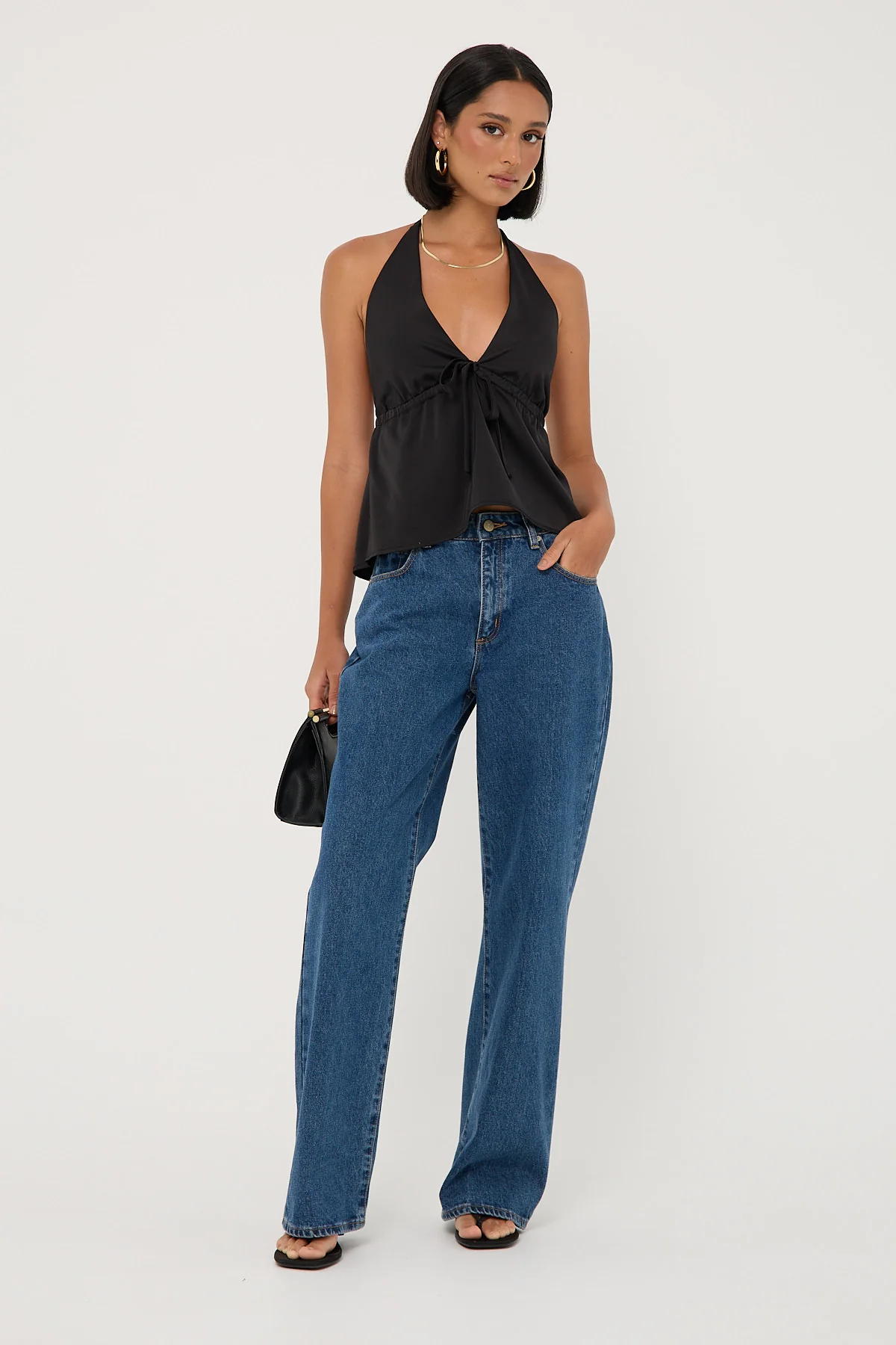 Perfect Stranger Glossy Halter Top Black - Image 2
