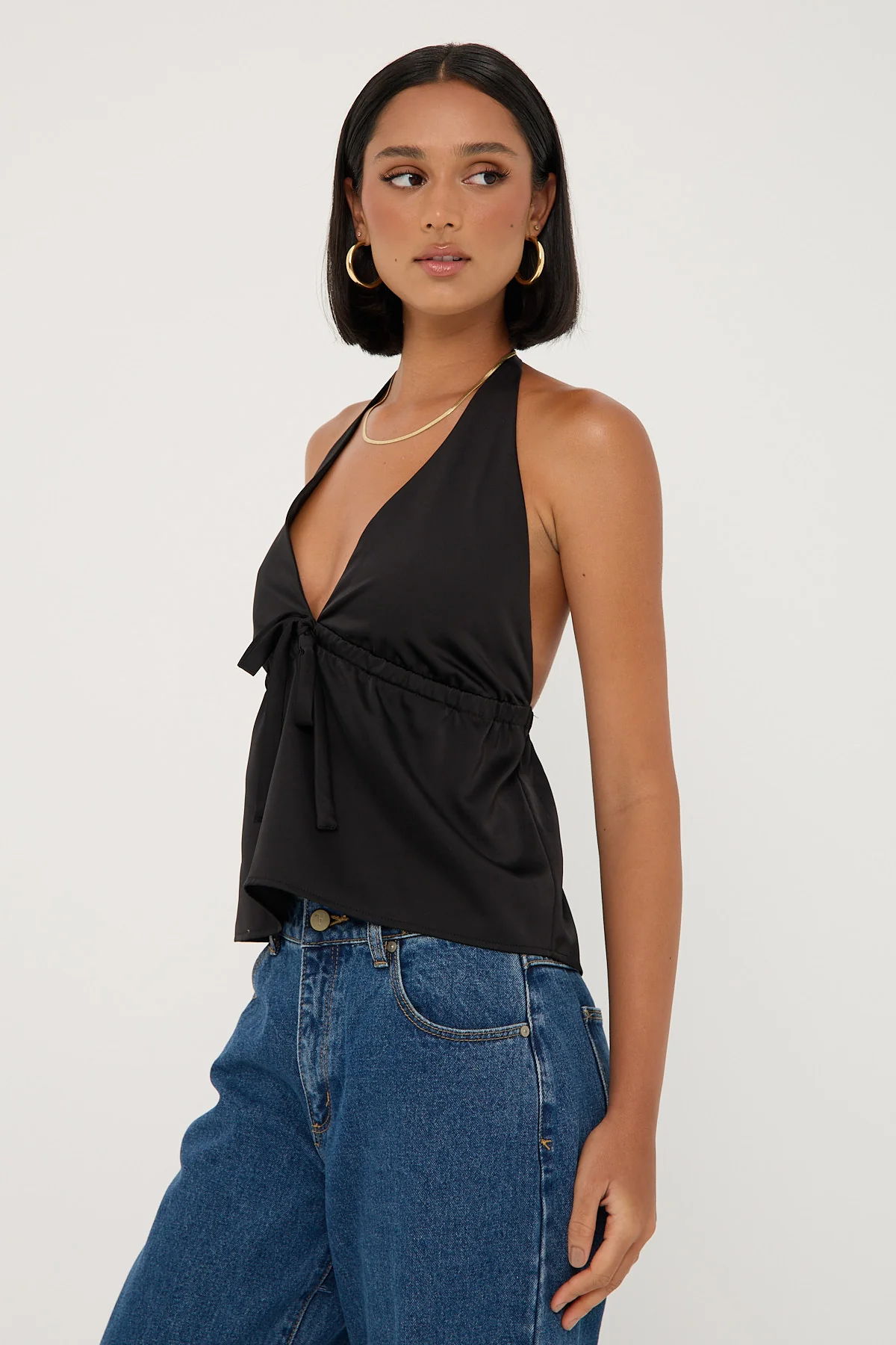 Perfect Stranger Glossy Halter Top Black - Image 5
