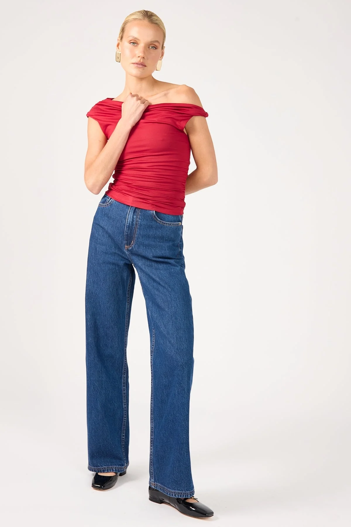 Perfect Stranger High Rise Wide Leg Jean Deep Blue Denim - Image 2