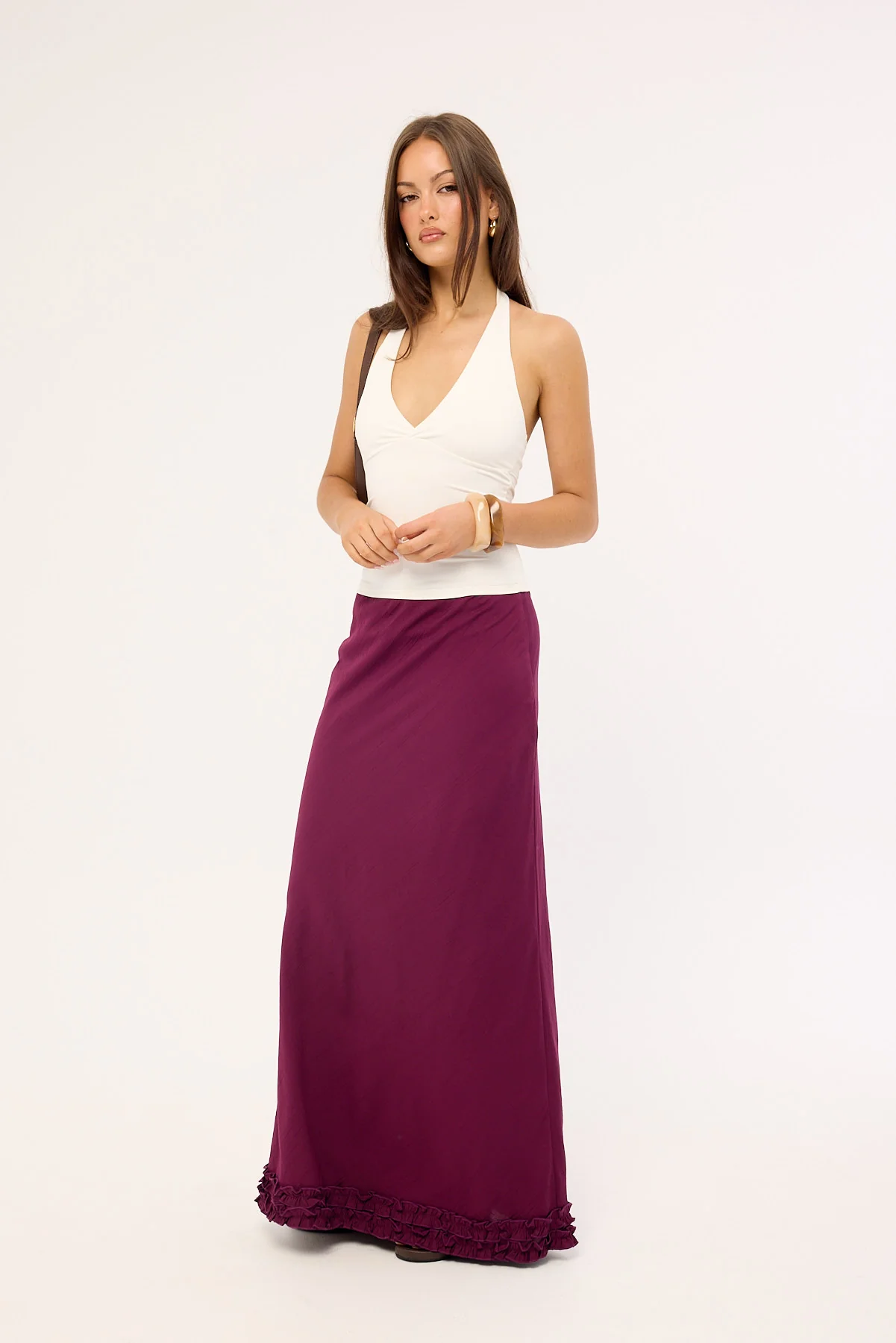 Perfect Stranger Jada Frill Maxi Skirt Plum - Image 5