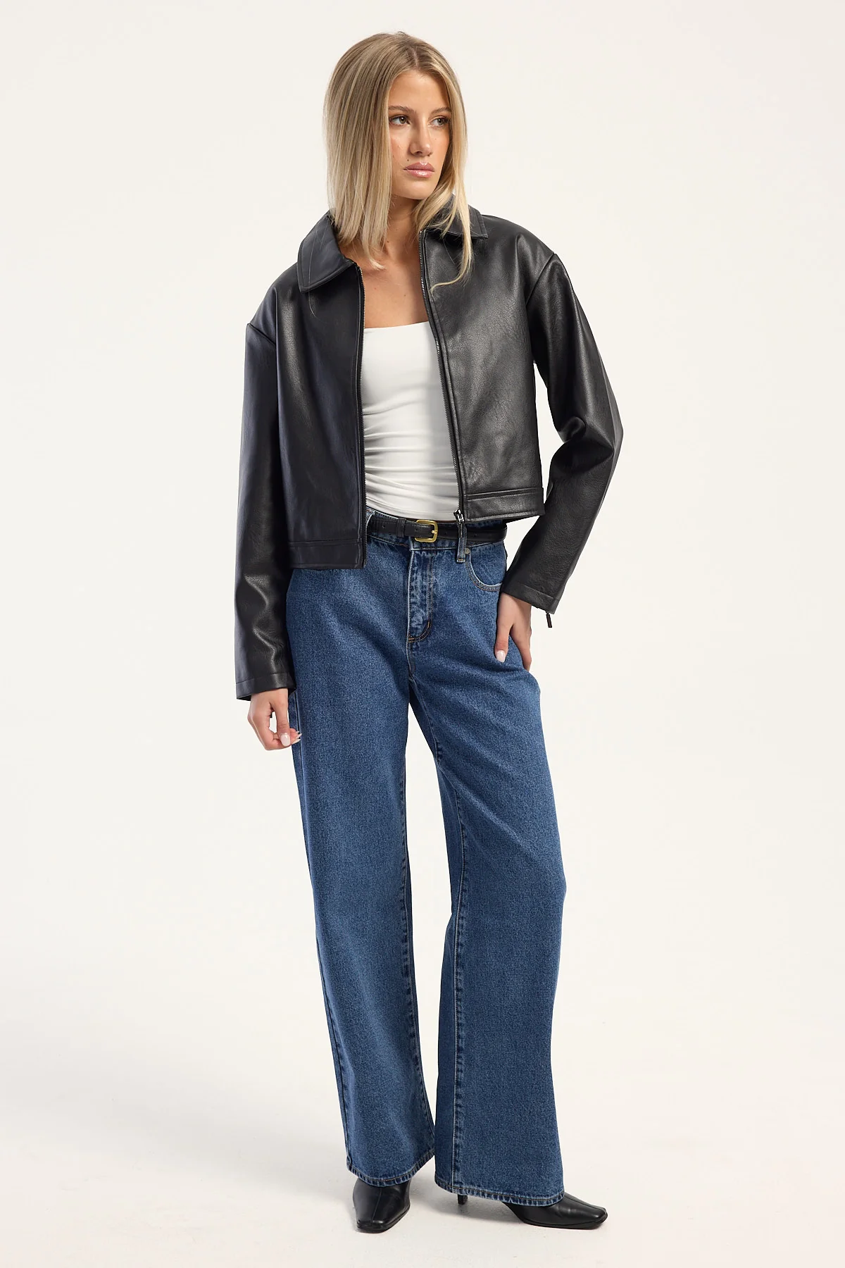 Perfect Stranger Kandice PU Zip Up Jacket Black - Image 2