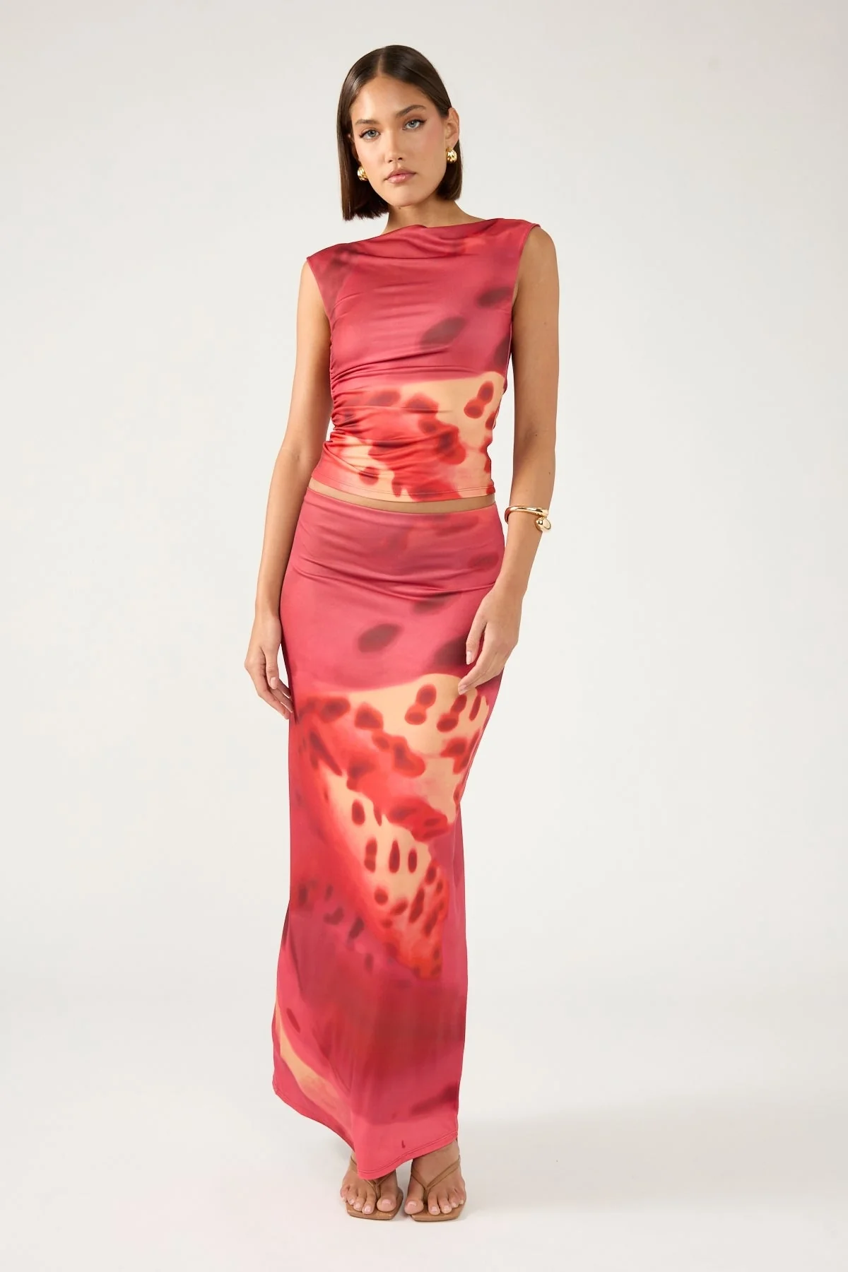 Perfect Stranger Leilani Maxi Skirt Burgundy Print - Image 2