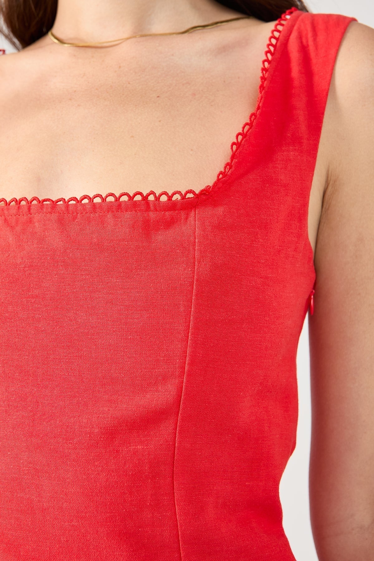 Perfect Stranger Lizzy Linen Mini Dress Red - Image 5