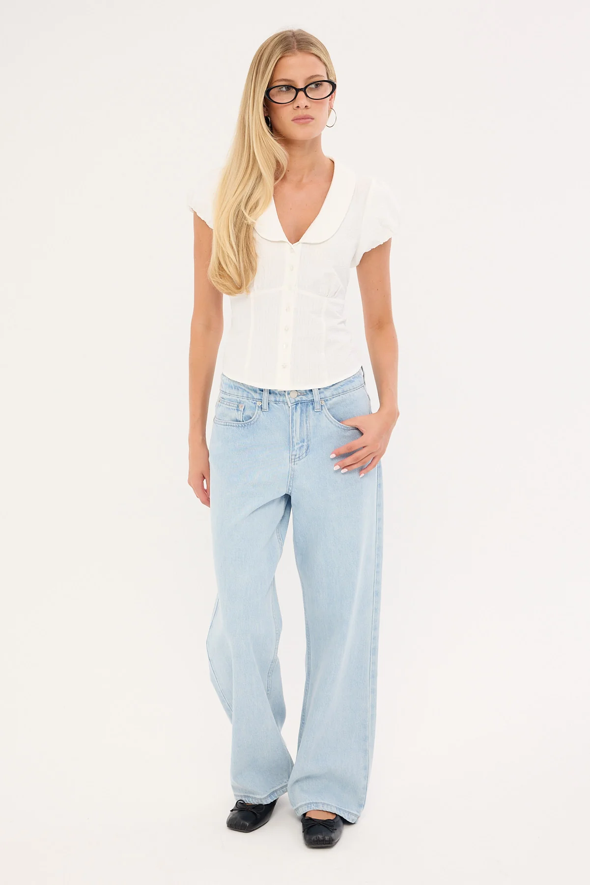 Perfect Stranger Low Rise Baggy Jean Light Blue Denim