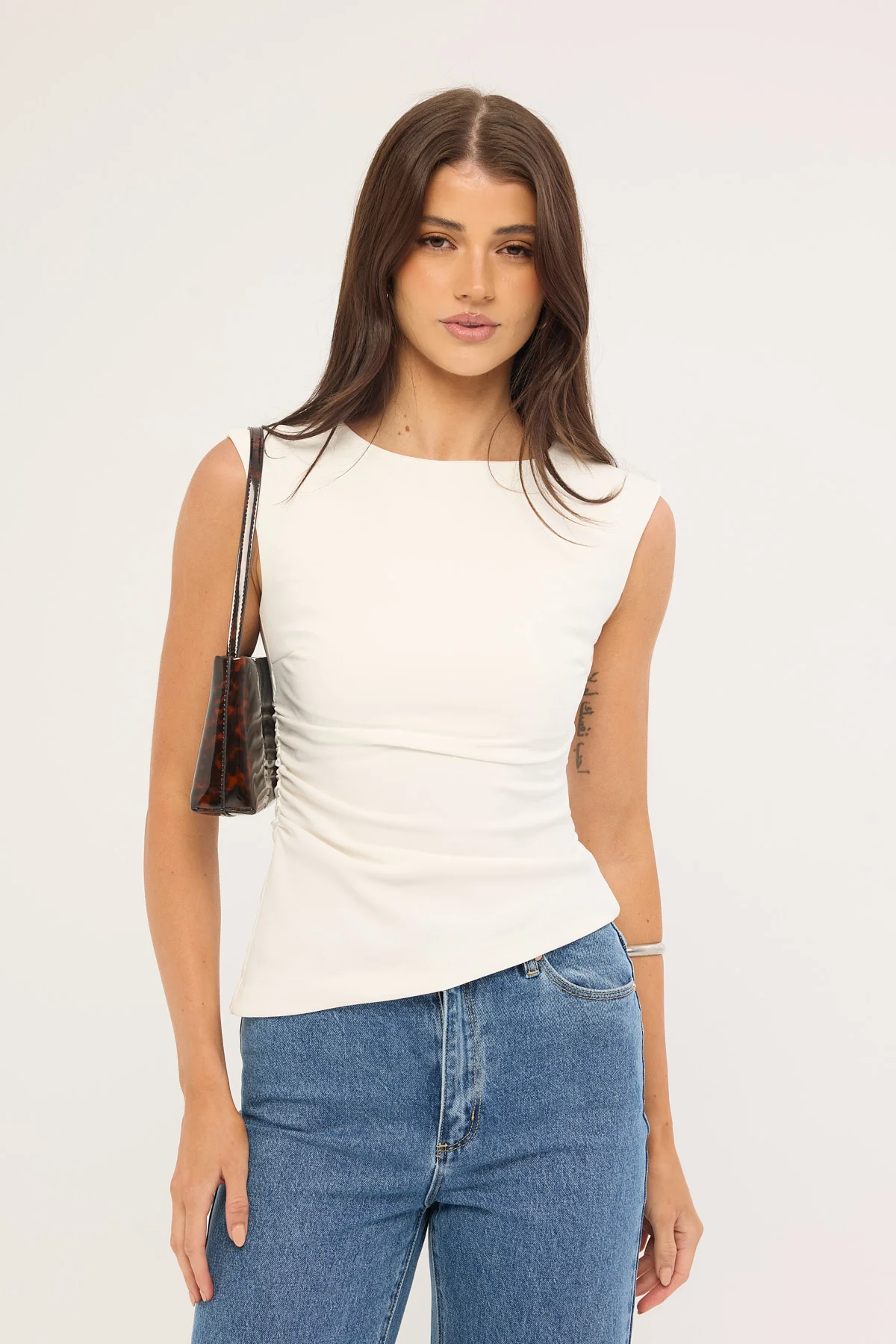 Perfect Stranger Luciana Boat Neck  Top White - Image 3