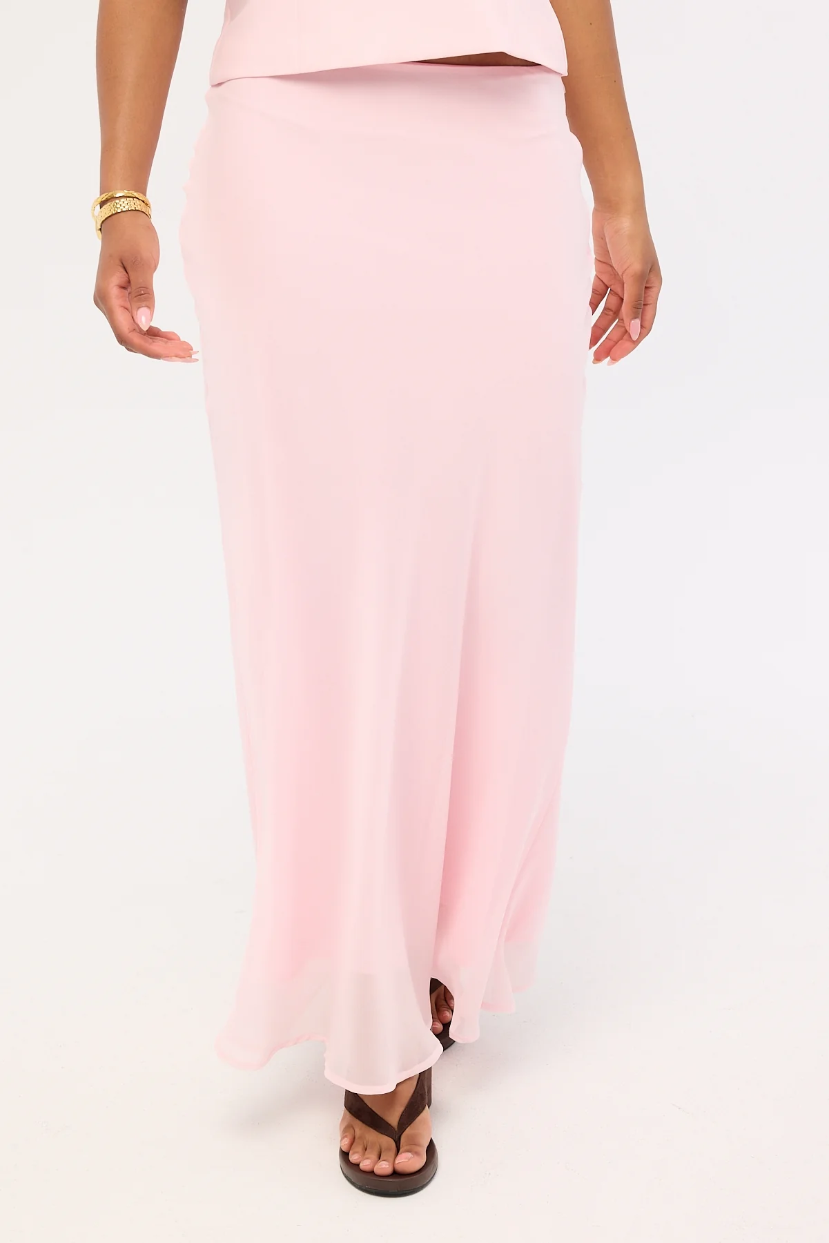 Perfect Stranger Lula Chiffon Maxi Skirt Pink - Image 3