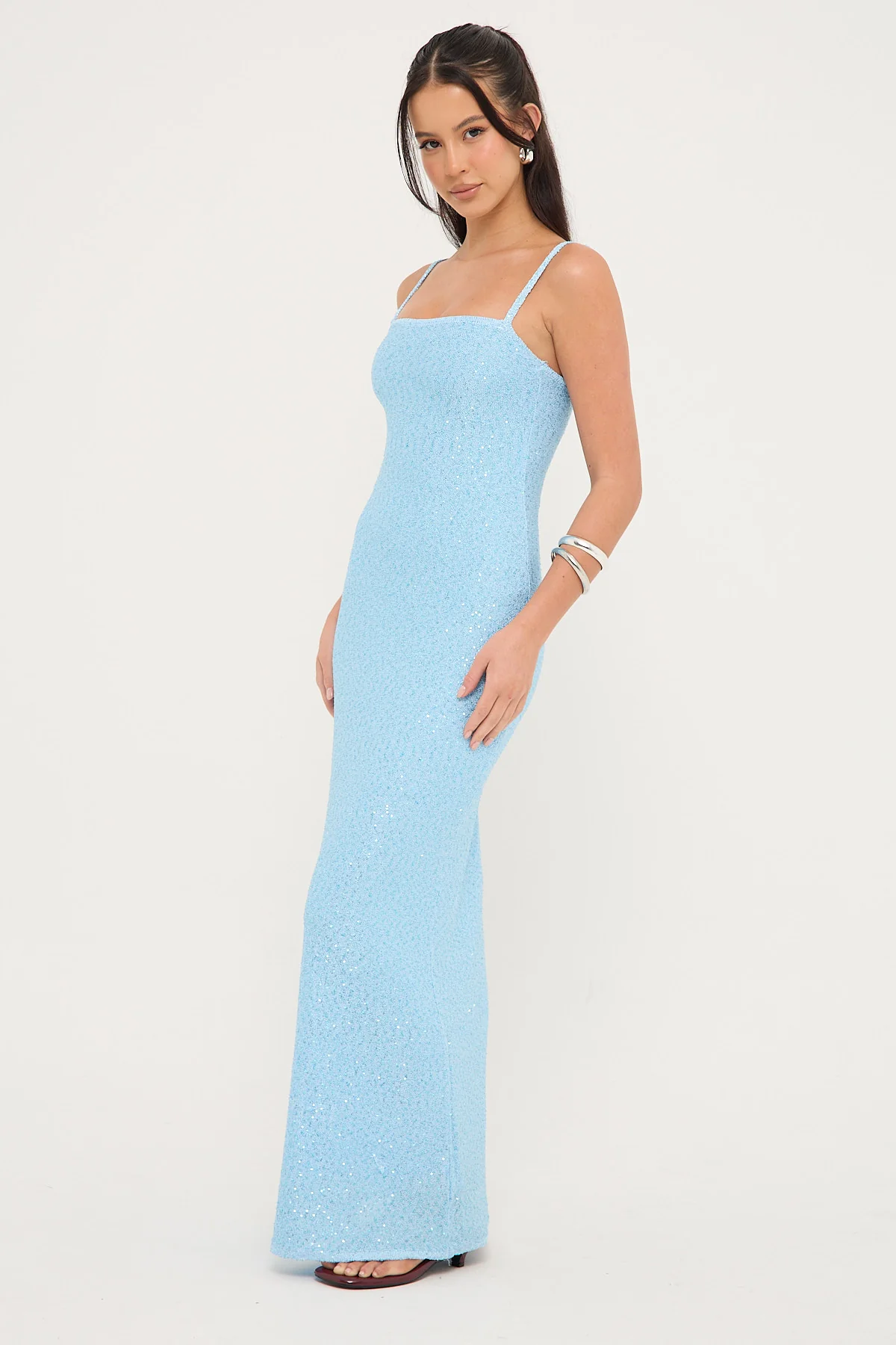 Perfect Stranger Luna Tide Sequin Knit Dress Blue - Image 3