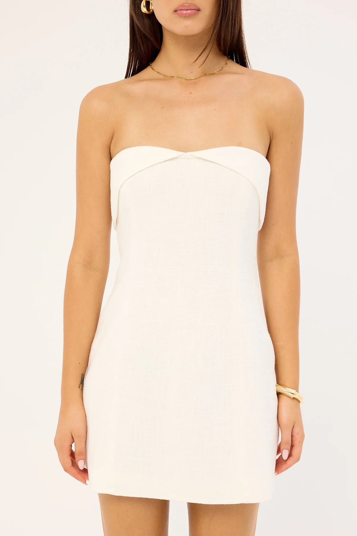 Perfect Stranger Menorca Strapless Linen Mini Dress White - Image 7