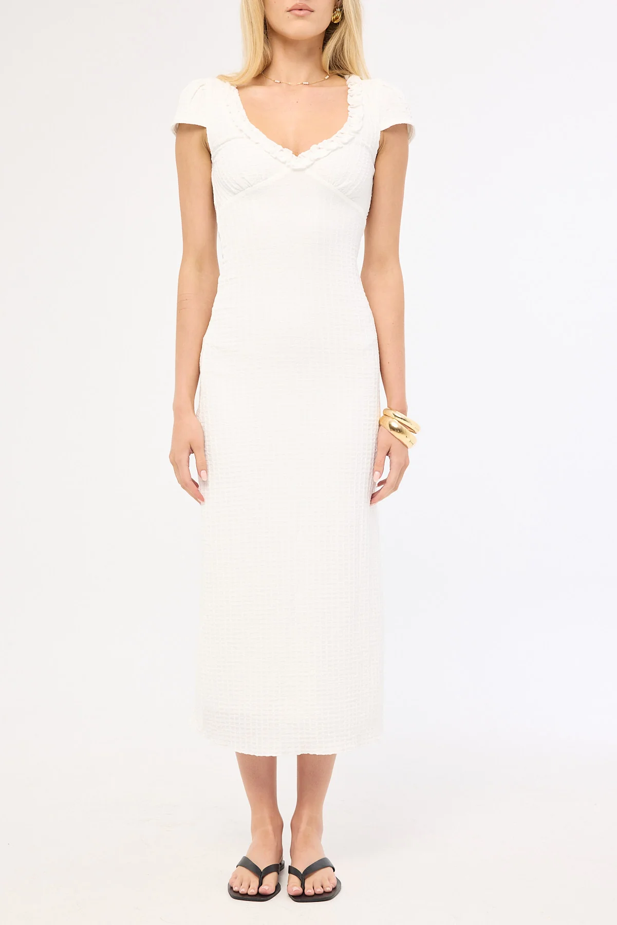 Perfect Stranger Mimsy Short Sleeve Midi Dress White - Image 7