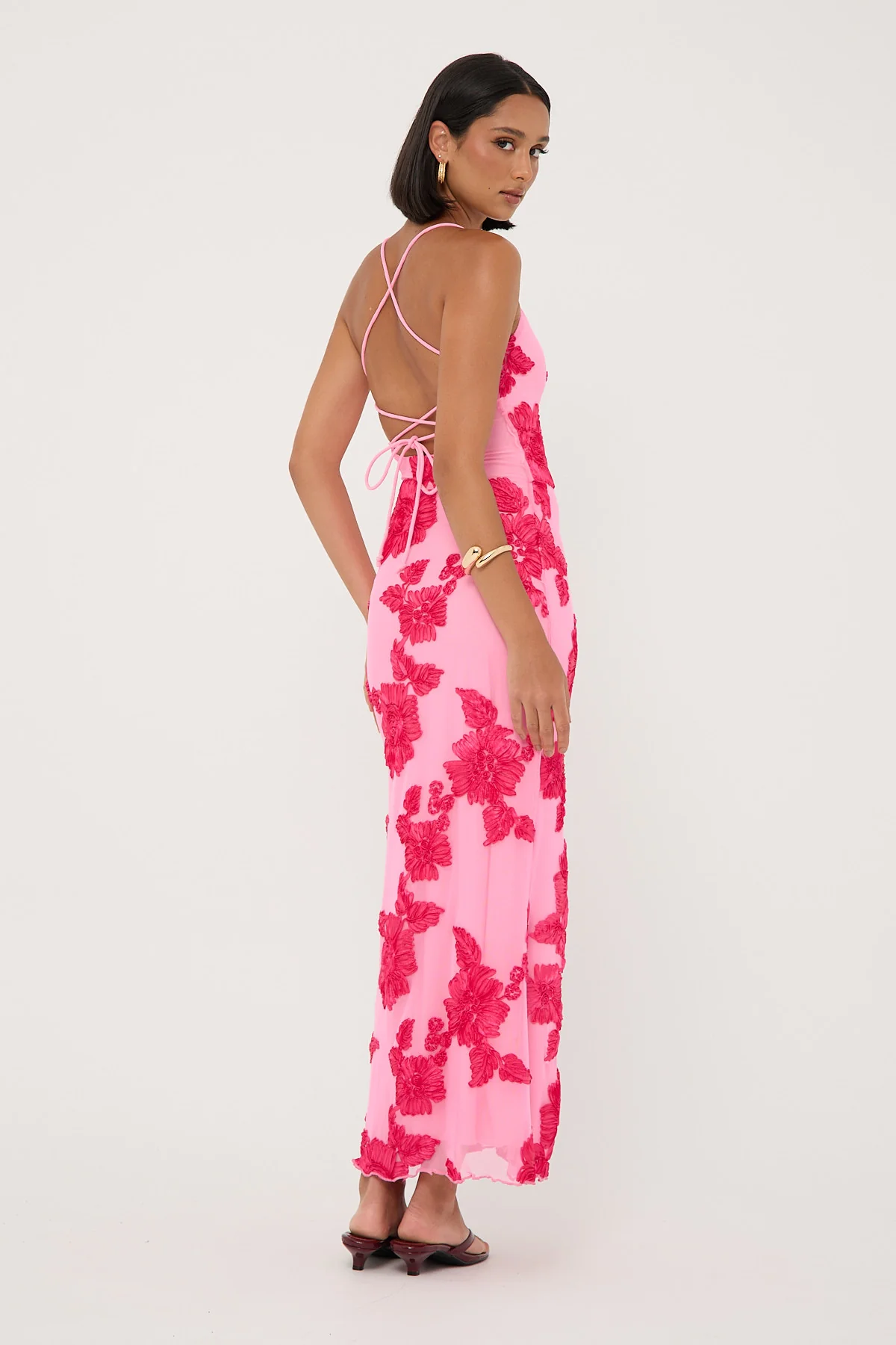 Luck & Trouble Nia Applique Maxi Dress Pink - Image 3