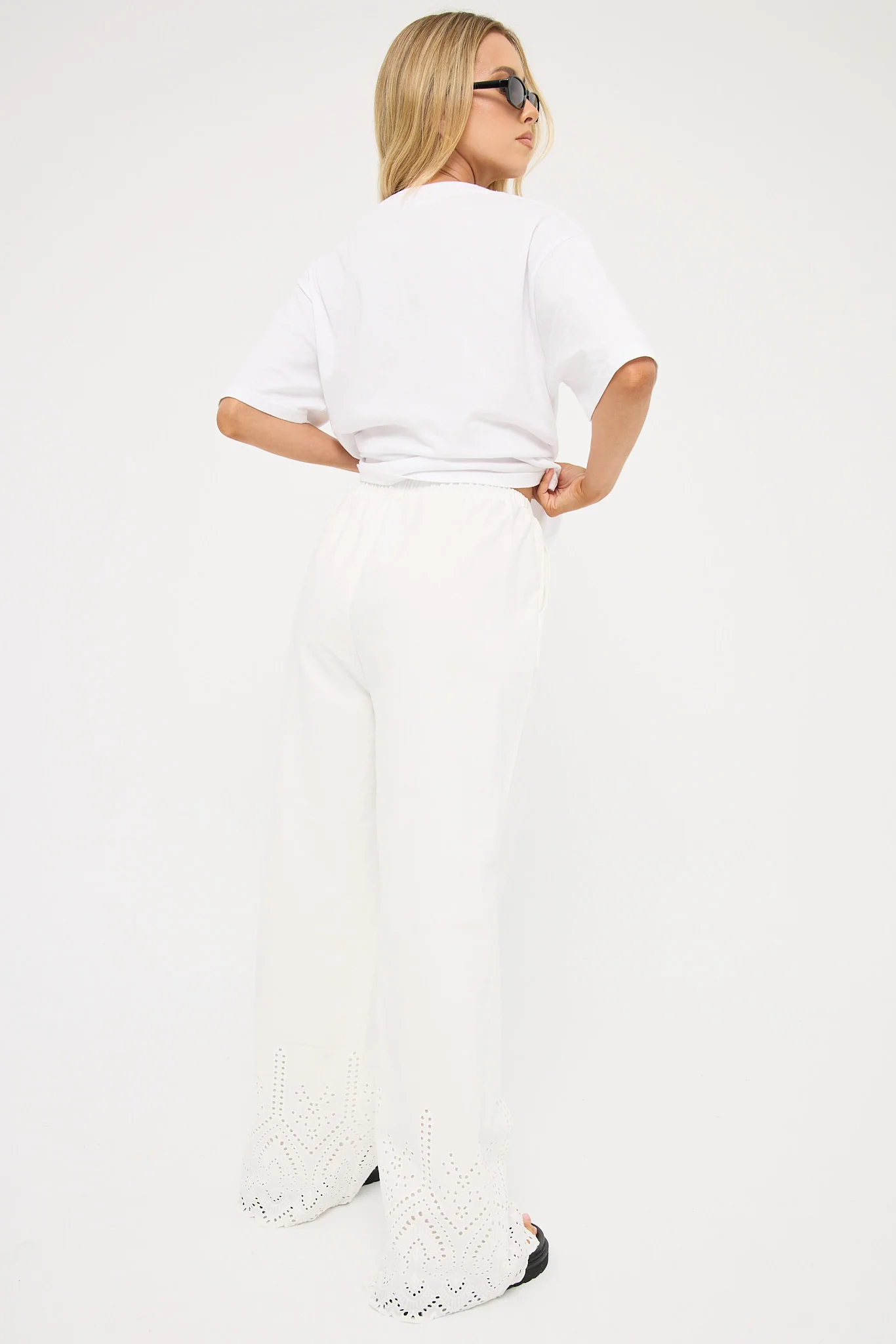 Perfect Stranger Novalee Broderie Straight Leg Pant White - Image 5