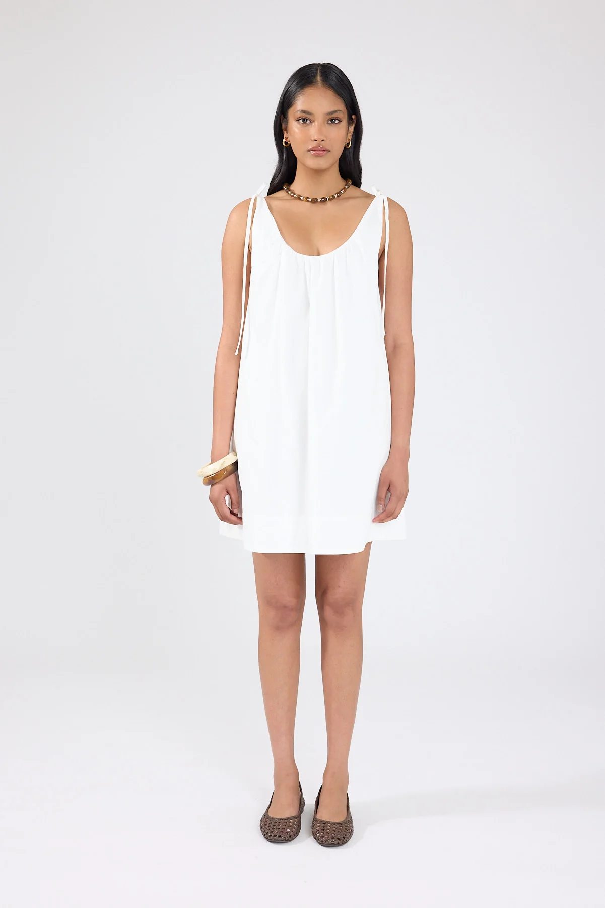 Perfect Stranger Penelope Tie Shoulder Mini Dress Off White - Image 5
