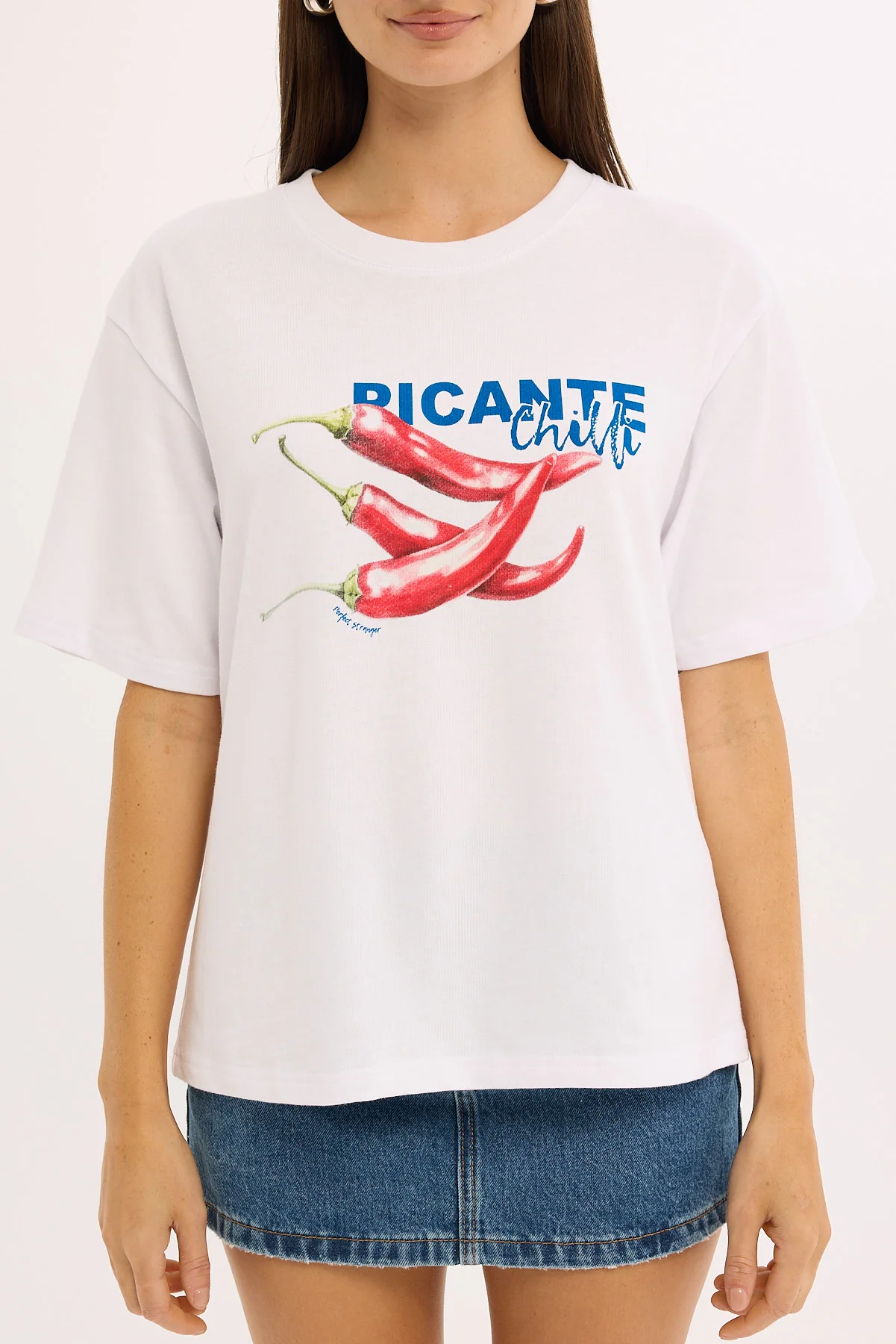 Perfect Stranger Picante Oversized Graphic Tee White - Image 6