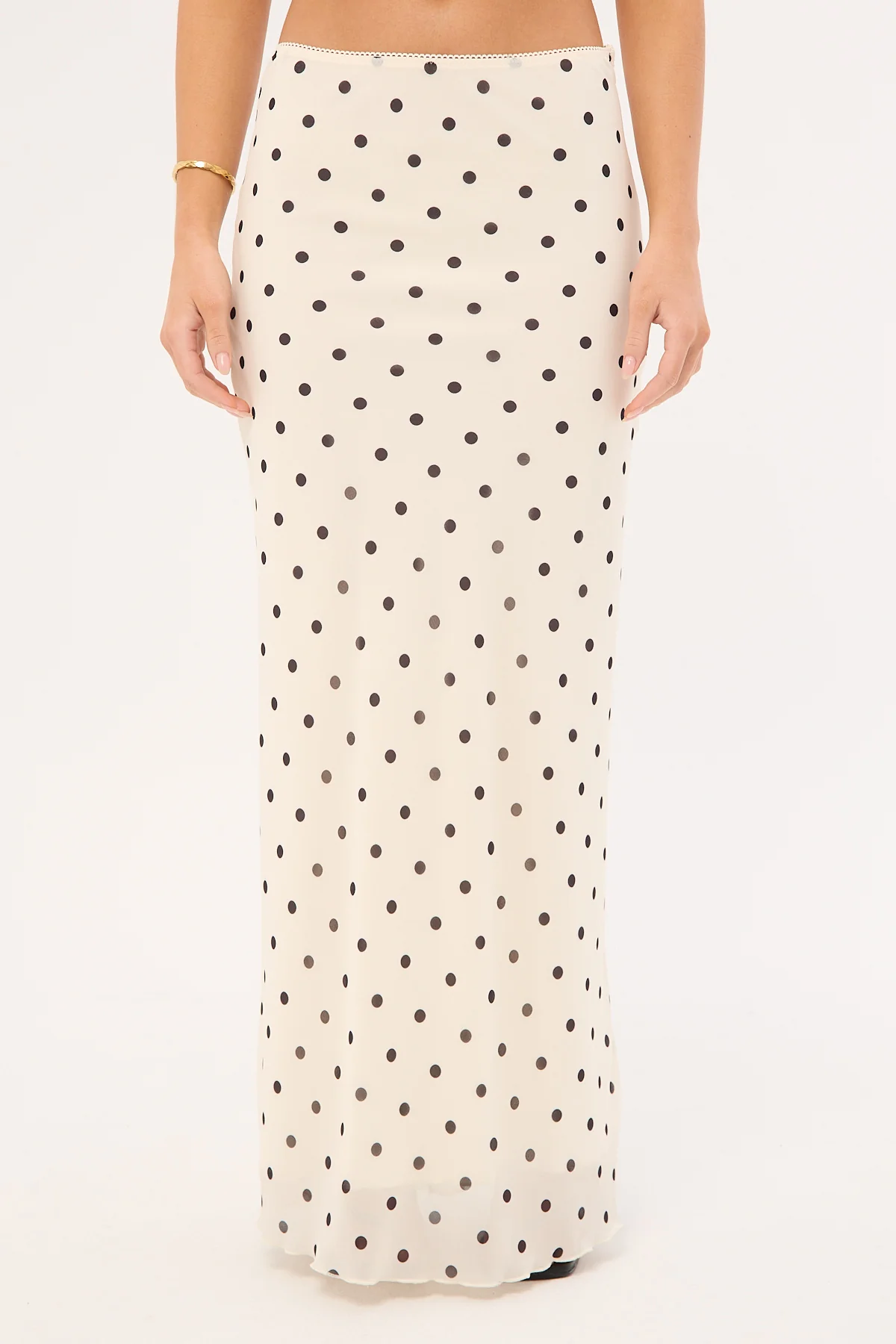 Perfect Stranger Polka Wish Maxi Skirt Cream Print - Image 15