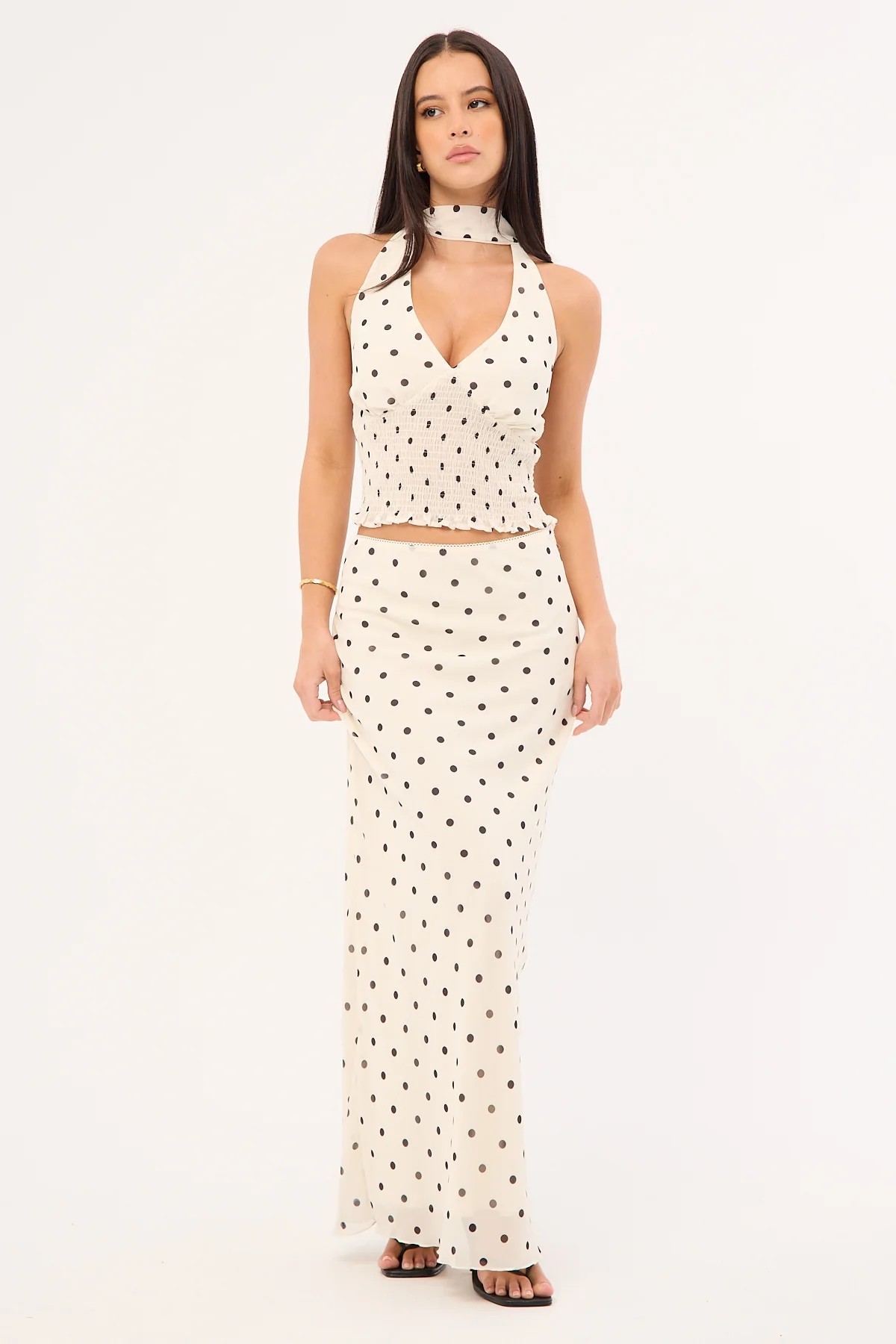 Perfect Stranger Polka Wish Maxi Skirt Cream Print - Image 3