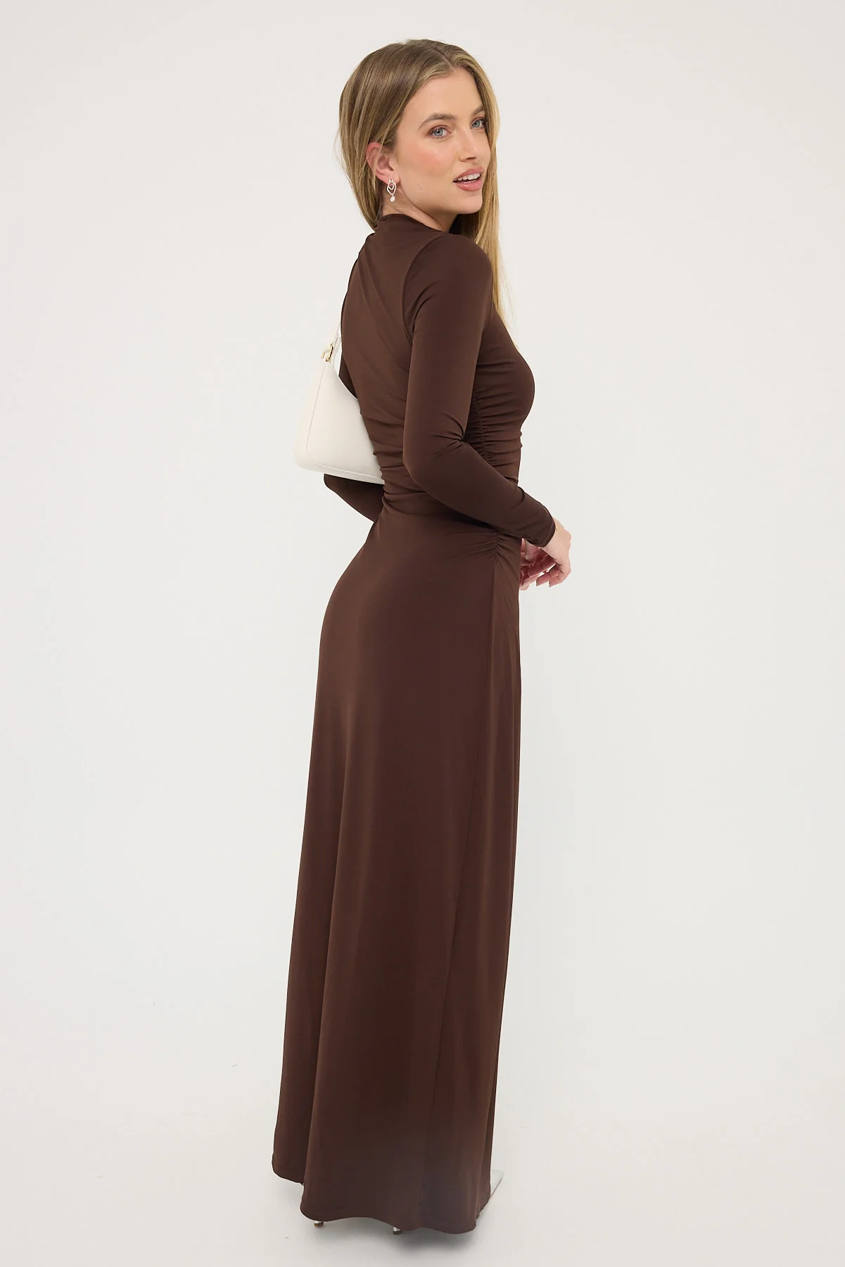 Perfect Stranger Rosie Long Sleeve Maxi Dress Brown - Image 4