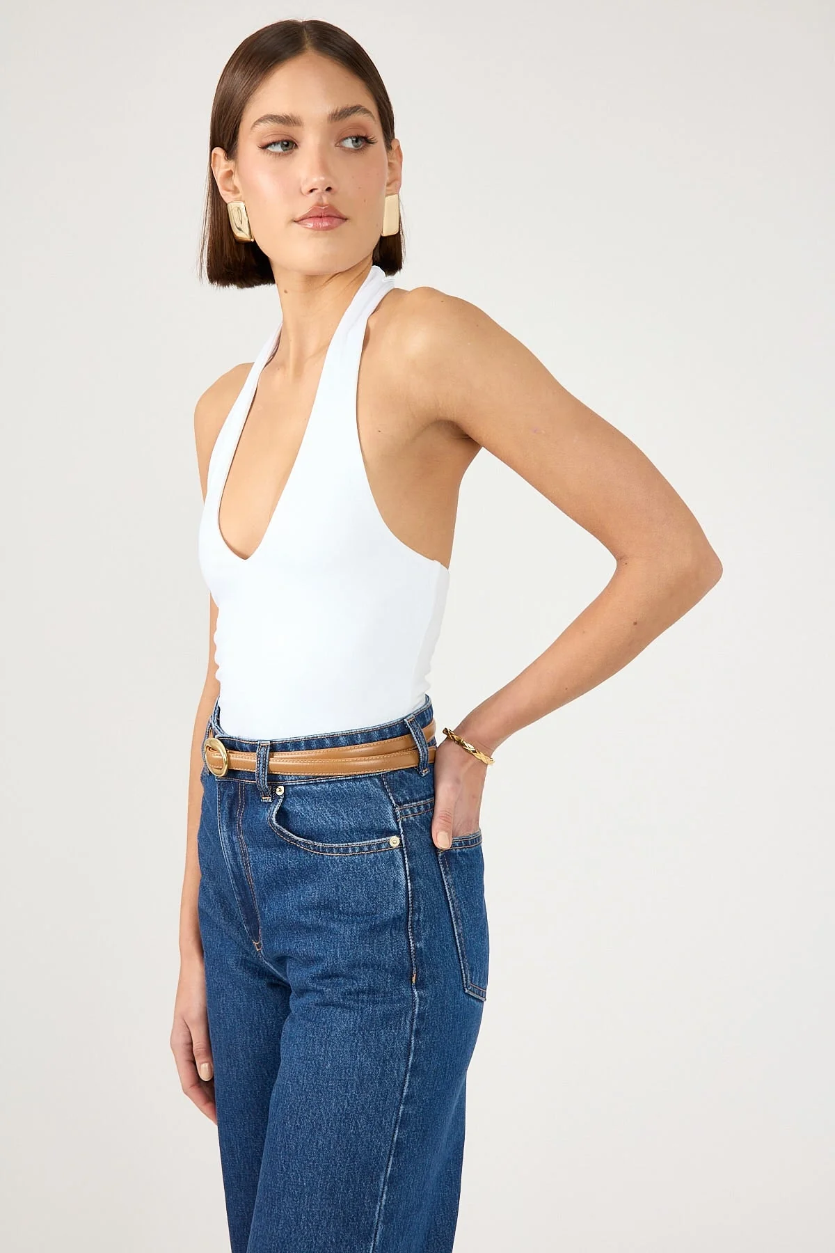 Perfect Stranger Stivie Jersey Halter Top White - Image 3