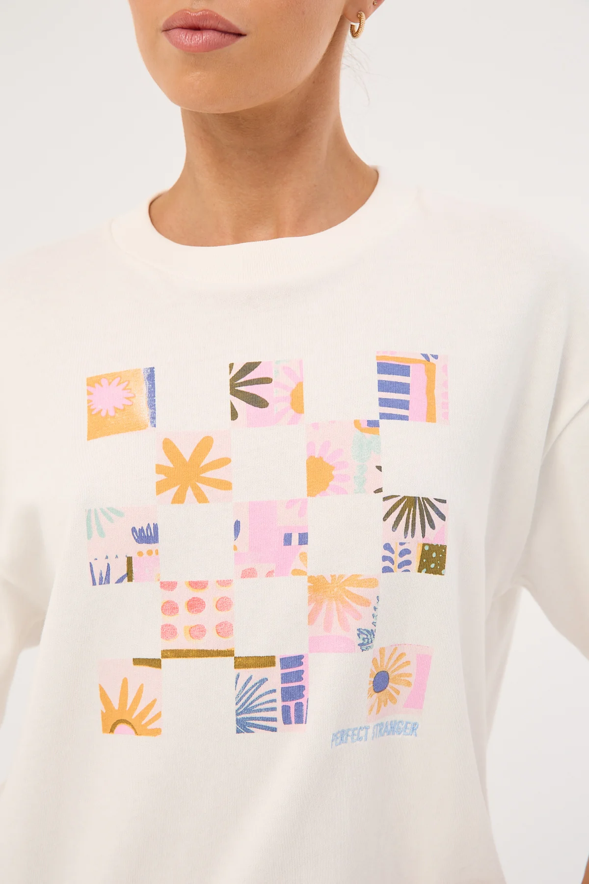 Perfect Stranger Tiled Oversized T-Shirt White - Image 7